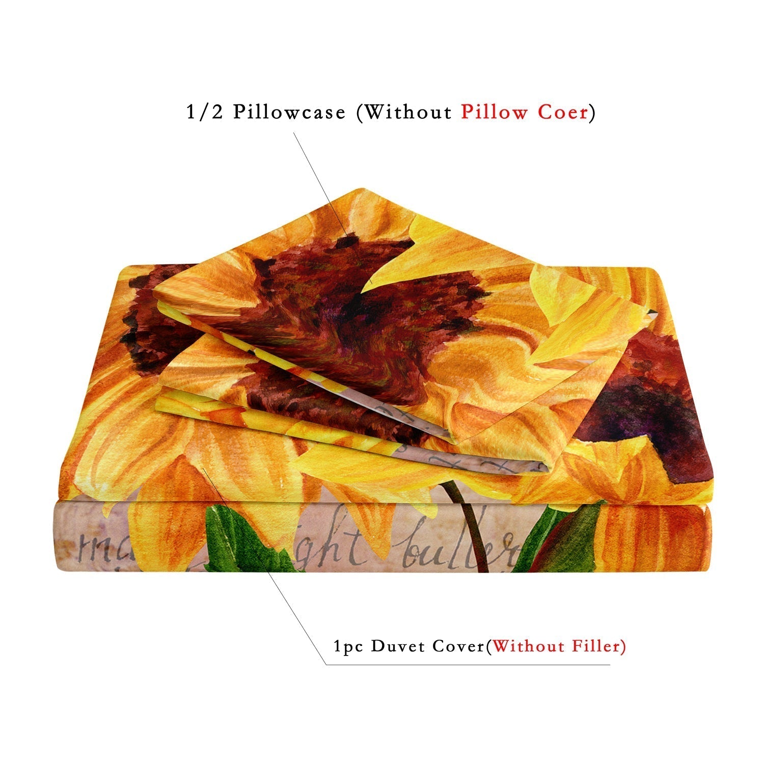 Set di biancheria da letto con copripiumino a fiori di girasole - - bed sheets Bedding biancheria biancheria letto copripiumino fiori girasole home & garden letto - Concept Palermo