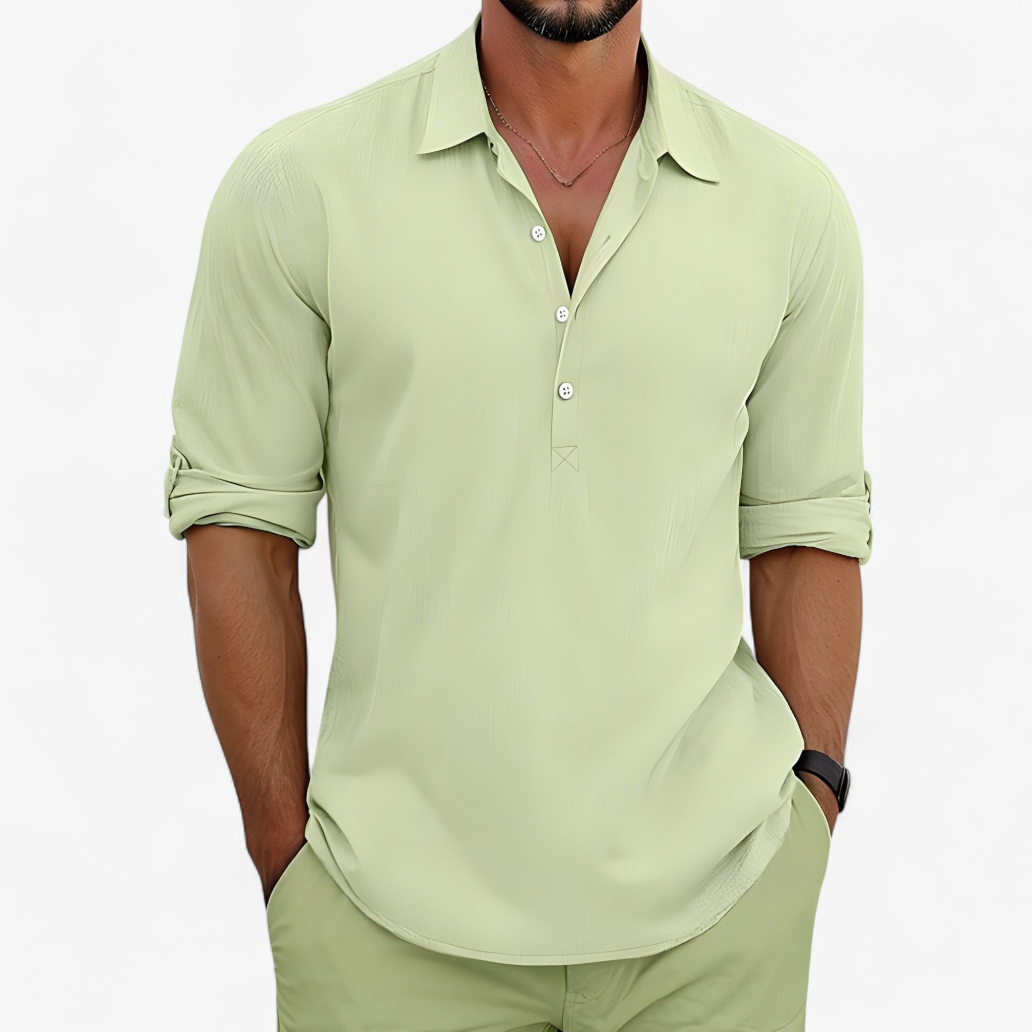 Camicia estiva Pelle Uomo - Verde - camicia camicia estiva estiva men's summer outfit men's top clothes pelle Shirts und Polos Summer uomo - Concept Palermo