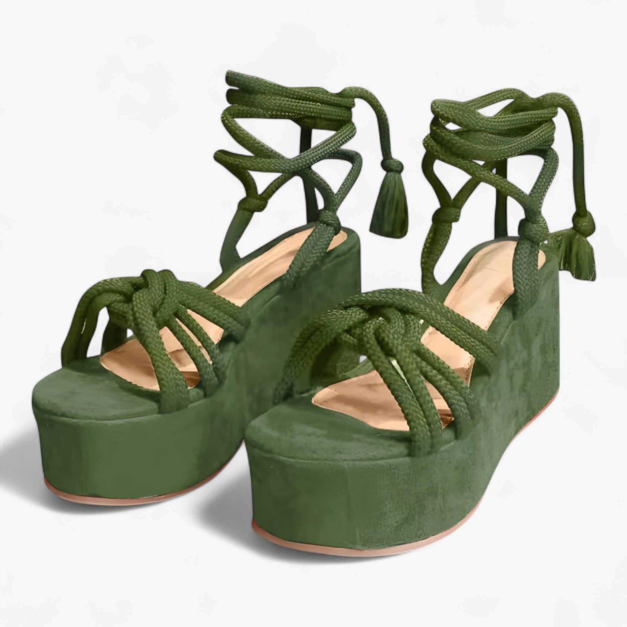 Sandalias con cordones para mujer en piel negra - Cómodas y elegantes
