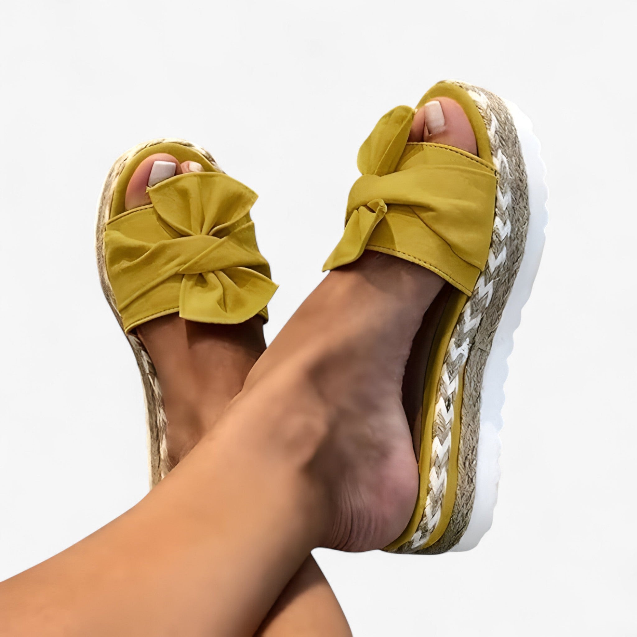 Sandalias cómodas para mujer con lazo elegante, material suave, varios colores y tallas