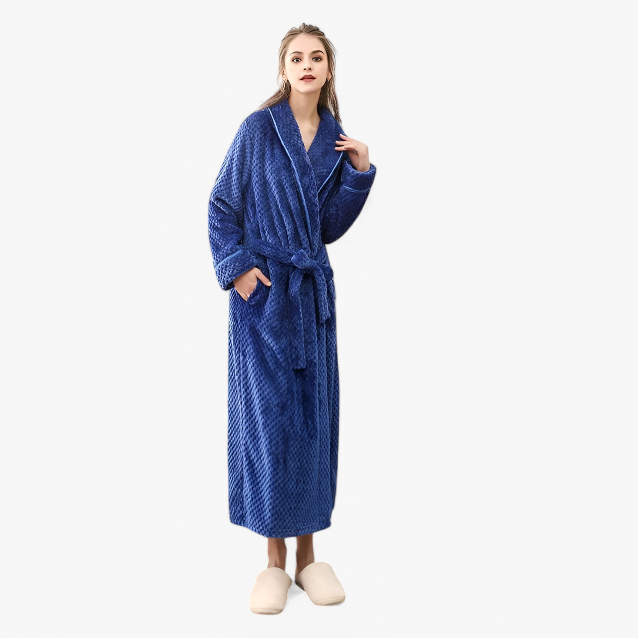 Morbido Accappatoio in Pile Donna - - accappatoio accappatoio pile Autumn Bathrobes donna Fleece Fluffy Long Sleeve Nightgown Pajama pile Pocket Robe Sleepwear sofia | morbido accappatoio in pile - € Solid Color Spring Winter Women - Concept Palermo