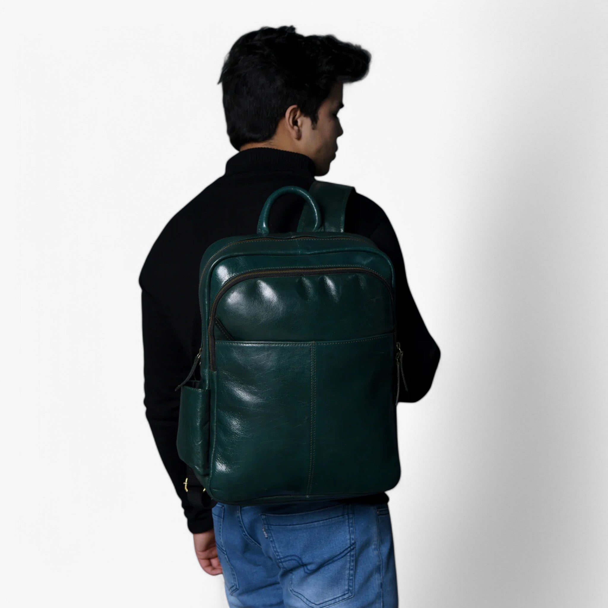 Zaino Donna in Vera Pelle Italiana Verde Lusso, Elegante e Spazioso - - accessoires bags italiana pelle tassen zaino zaino pelle - Concept Palermo
