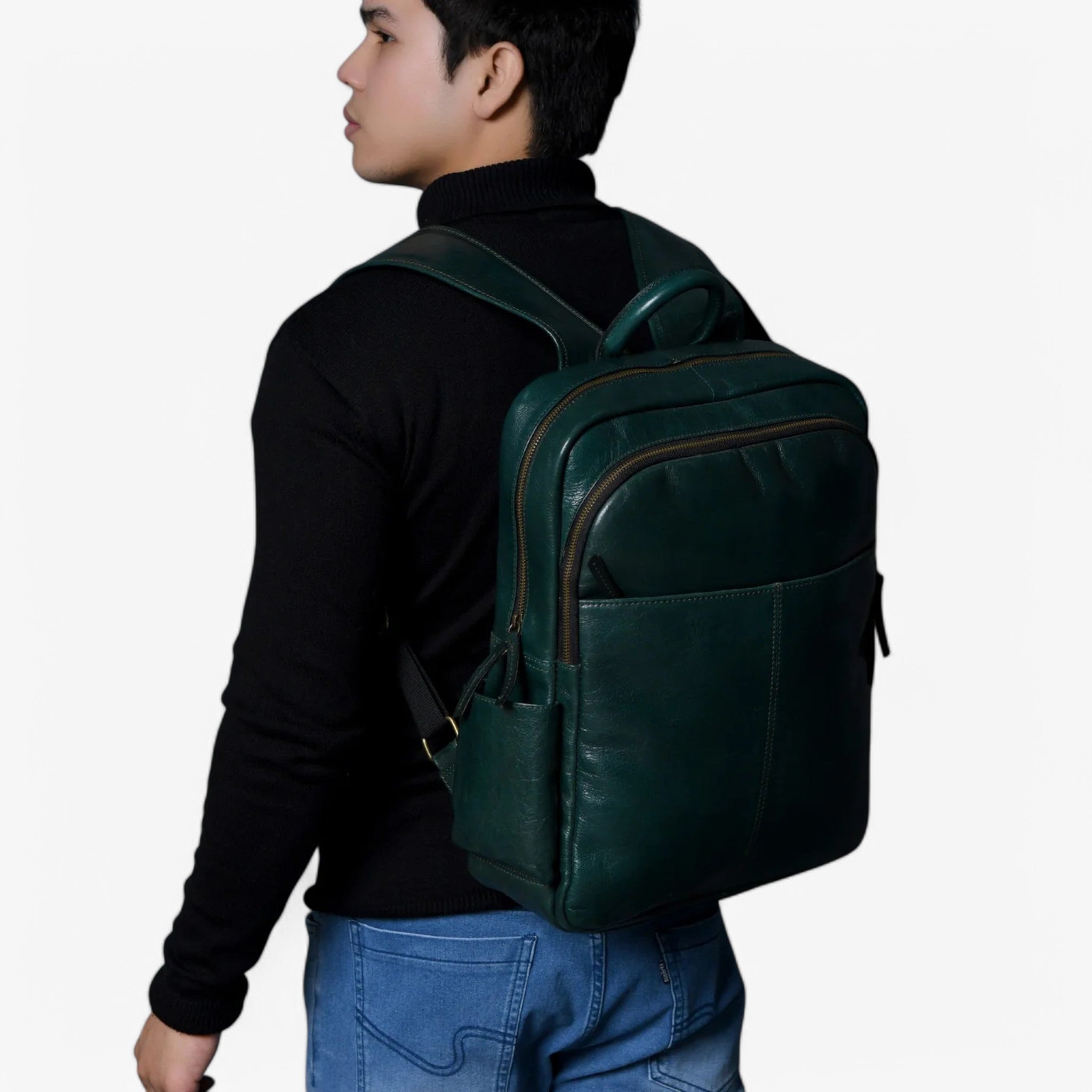 Zaino Donna in Vera Pelle Italiana Verde Lusso, Elegante e Spazioso - - accessoires bags italiana pelle tassen zaino zaino pelle - Concept Palermo