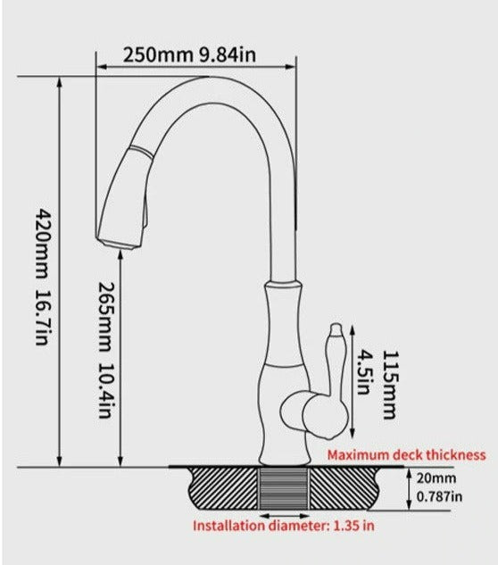 Rubinetto da Cucina a Scomparsa in Acciaio Inox Cromato con Doccetta Estraibile - - cucina elegant faucets Faucets home & garden Kitchen Kitchen Faucets kitchen tap Retractable faucet rubinetto rubinetto cucina scomparsa - Concept Palermo