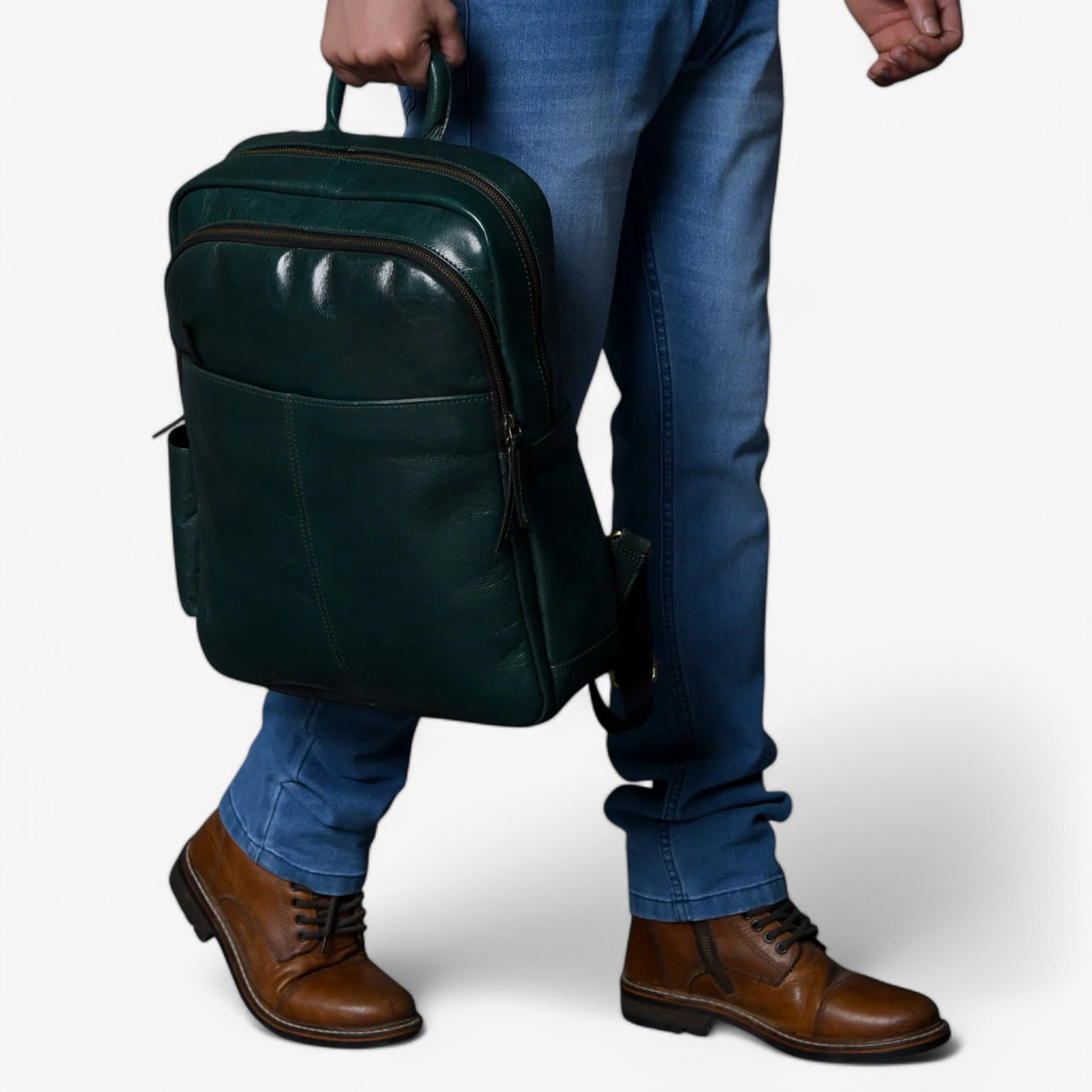 Zaino Donna in Vera Pelle Italiana Verde Lusso, Elegante e Spazioso - - accessoires bags italiana pelle tassen zaino zaino pelle - Concept Palermo