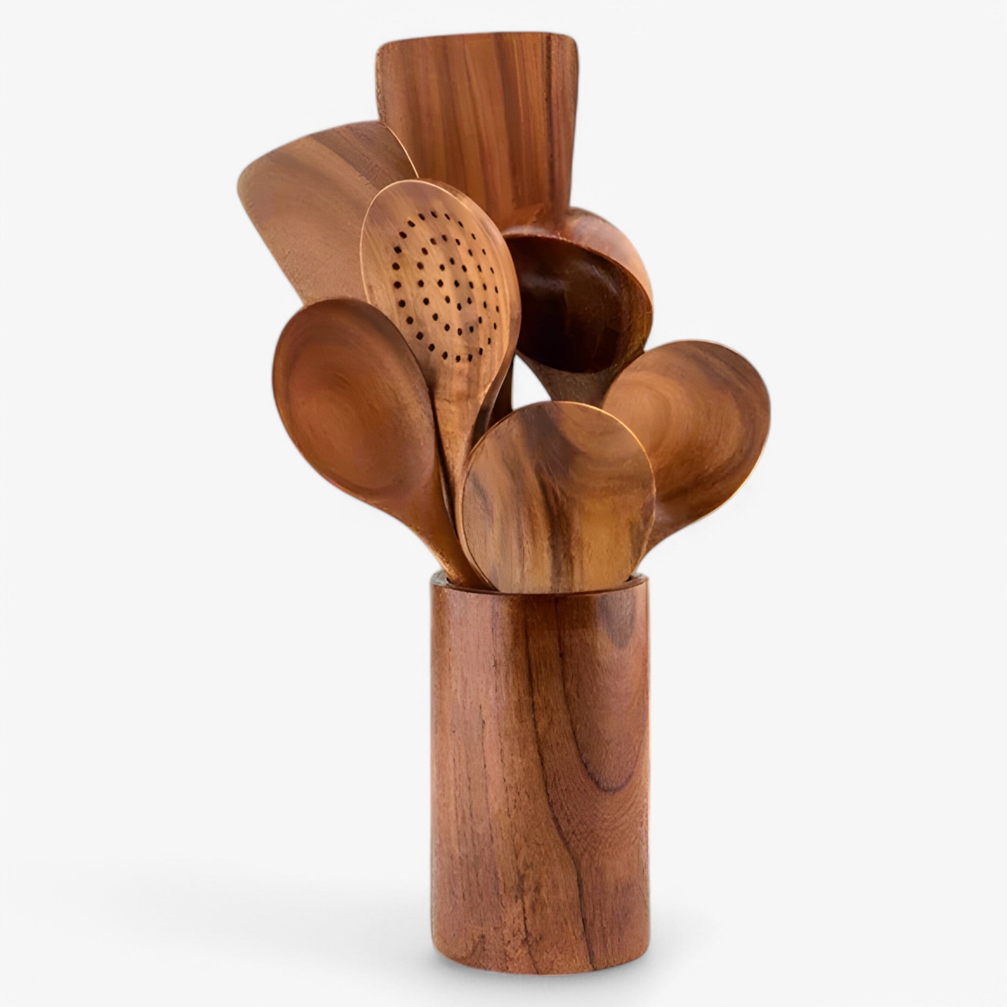 Set Utensili da Cucina in Teak Naturale 5 Pezzi - Spatola, Mestolo, Cucchiaio - 7-Pezzi+Supporto gratuito - cucina cucina legno home & garden Kitchen Utensils legno teak uomo - Concept Palermo