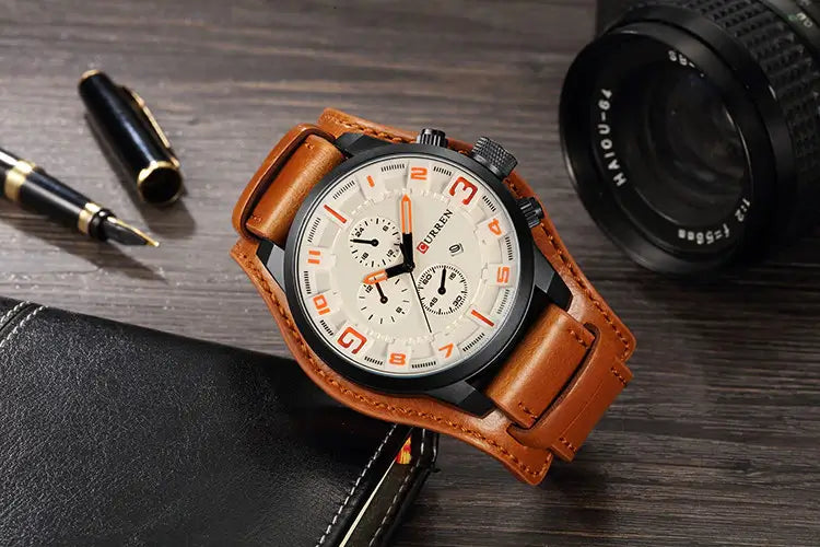Orologio cronografo da uomo in pelle - - cronografo new_for_google_may orologio orologio cronografo pelle uomo Watches - Concept Palermo