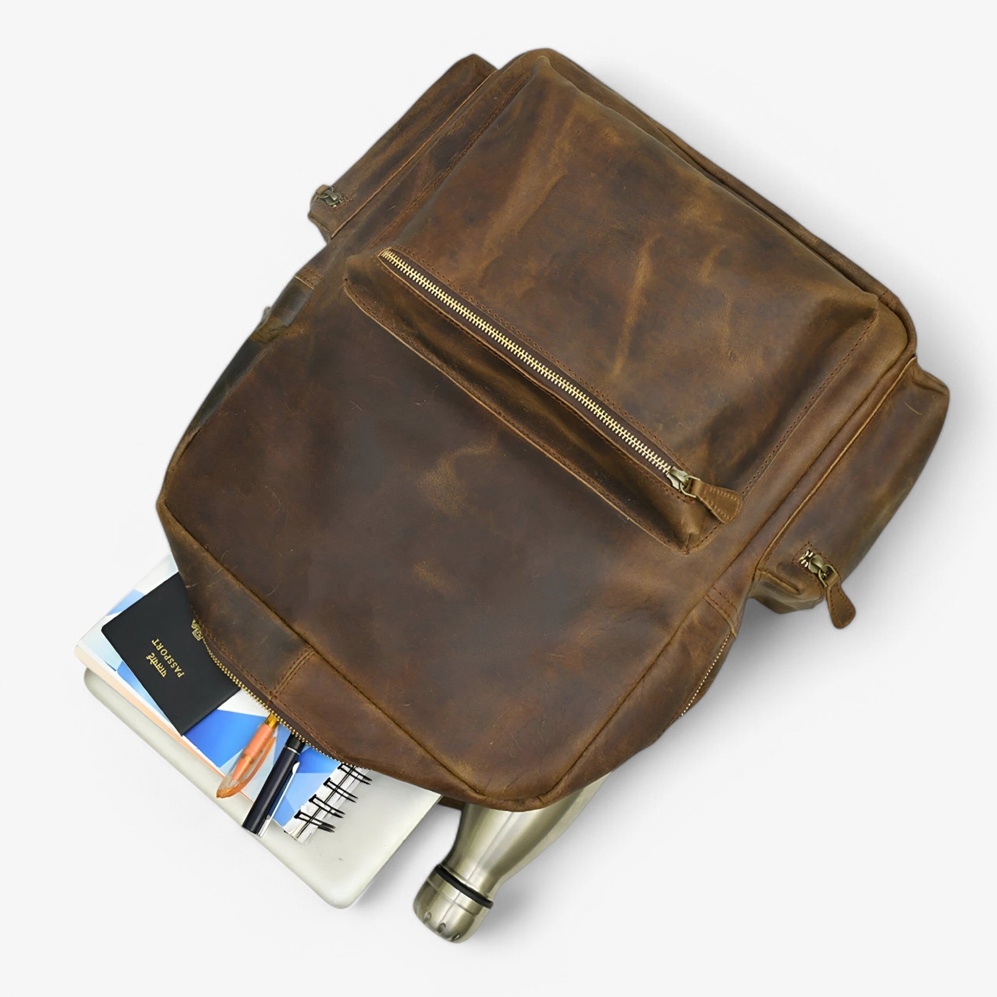 Zaino Uomo/Donna in Vera Pelle di Bufalo Marrone Vintage Grande per Viaggio e Lavoro - - bags bufalo pelle resistente spo-default spo-disabled spo-notify-me-disabled viaggio zaino zaino pelle - Concept Palermo