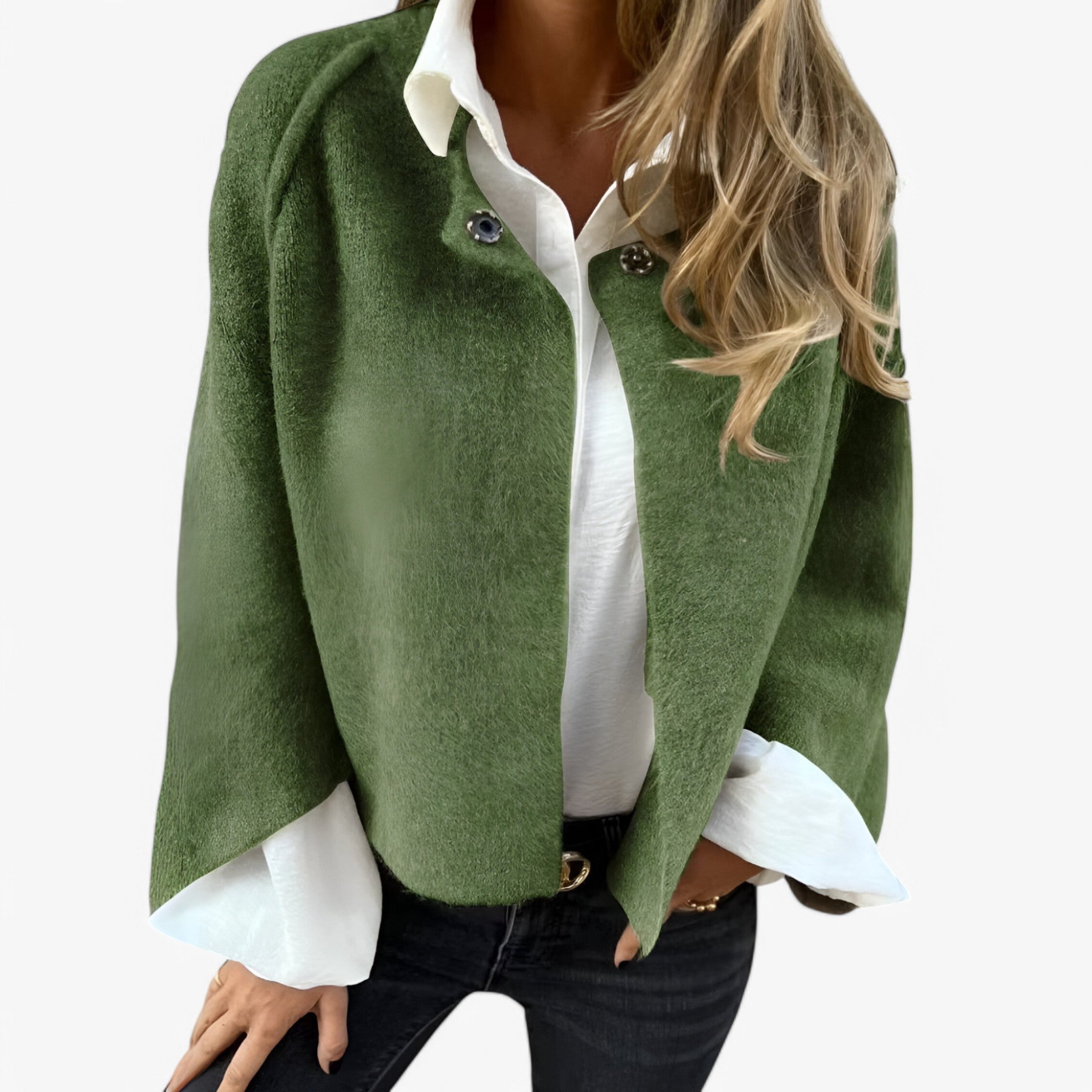 Giacca Donna Cashmere Elegante e Morbida per Inverno - Calda, Lussuosa e Confortevole - Verde - cashmere coat coats comfy jacket donna Fashion jacket giacca giacca cashmere jacket Jackets ladies_jackets_cardigan morbida new woman women women jackets women's coat women's coats & jackets Women's Jacket Women's Jackets - Concept Palermo