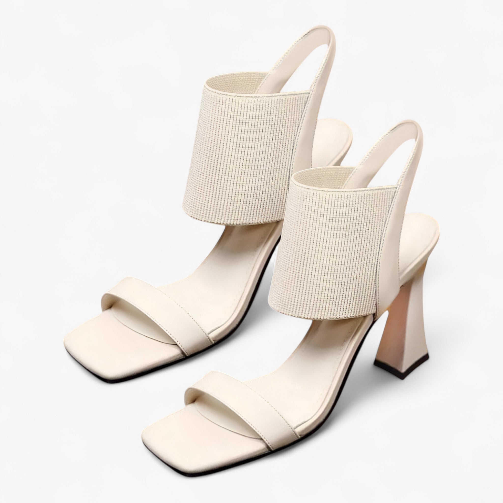 Sandalias para mujer con punta cuadrada sofisticadas y elegantes en piel negra