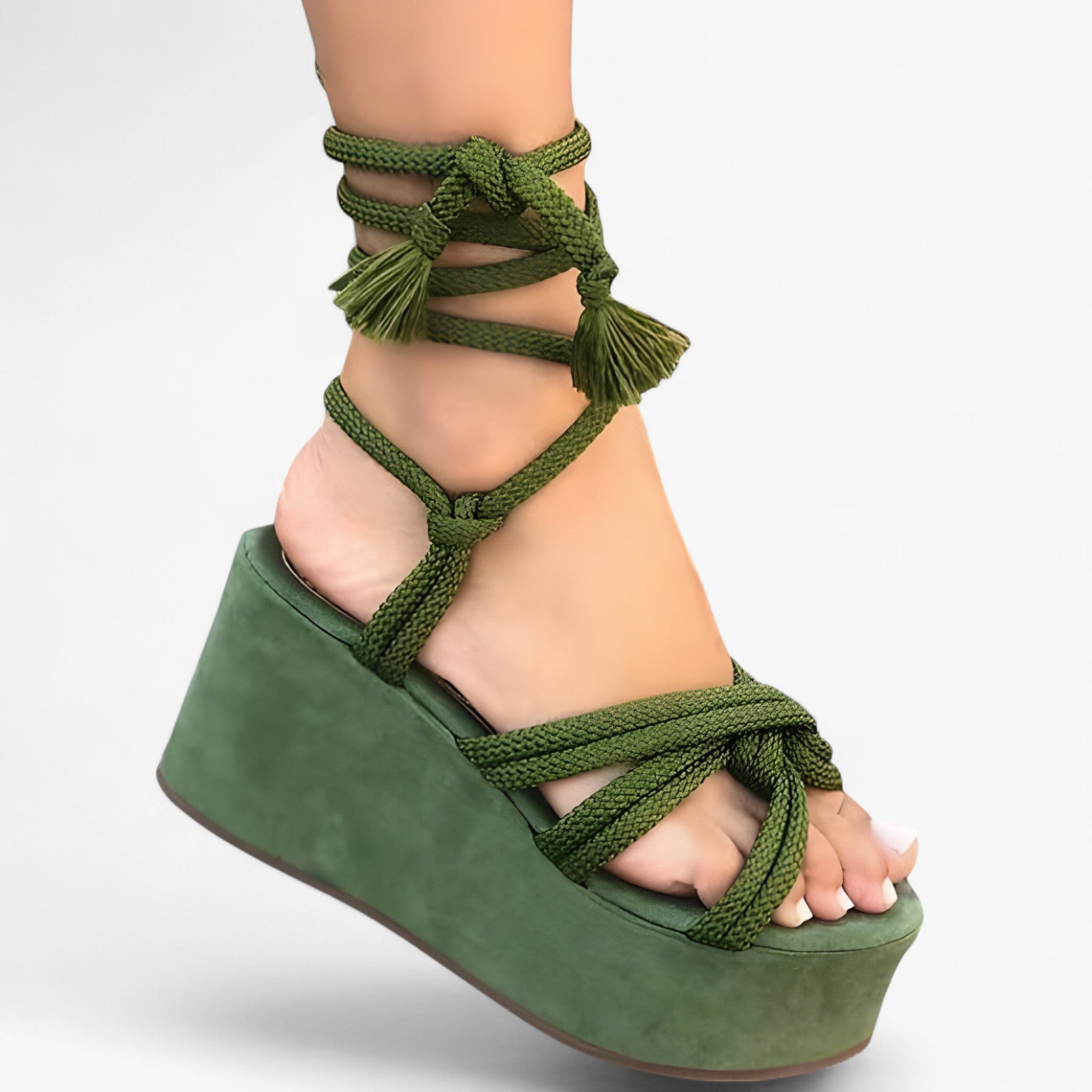 Sandalias con cordones para mujer en piel negra - Cómodas y elegantes