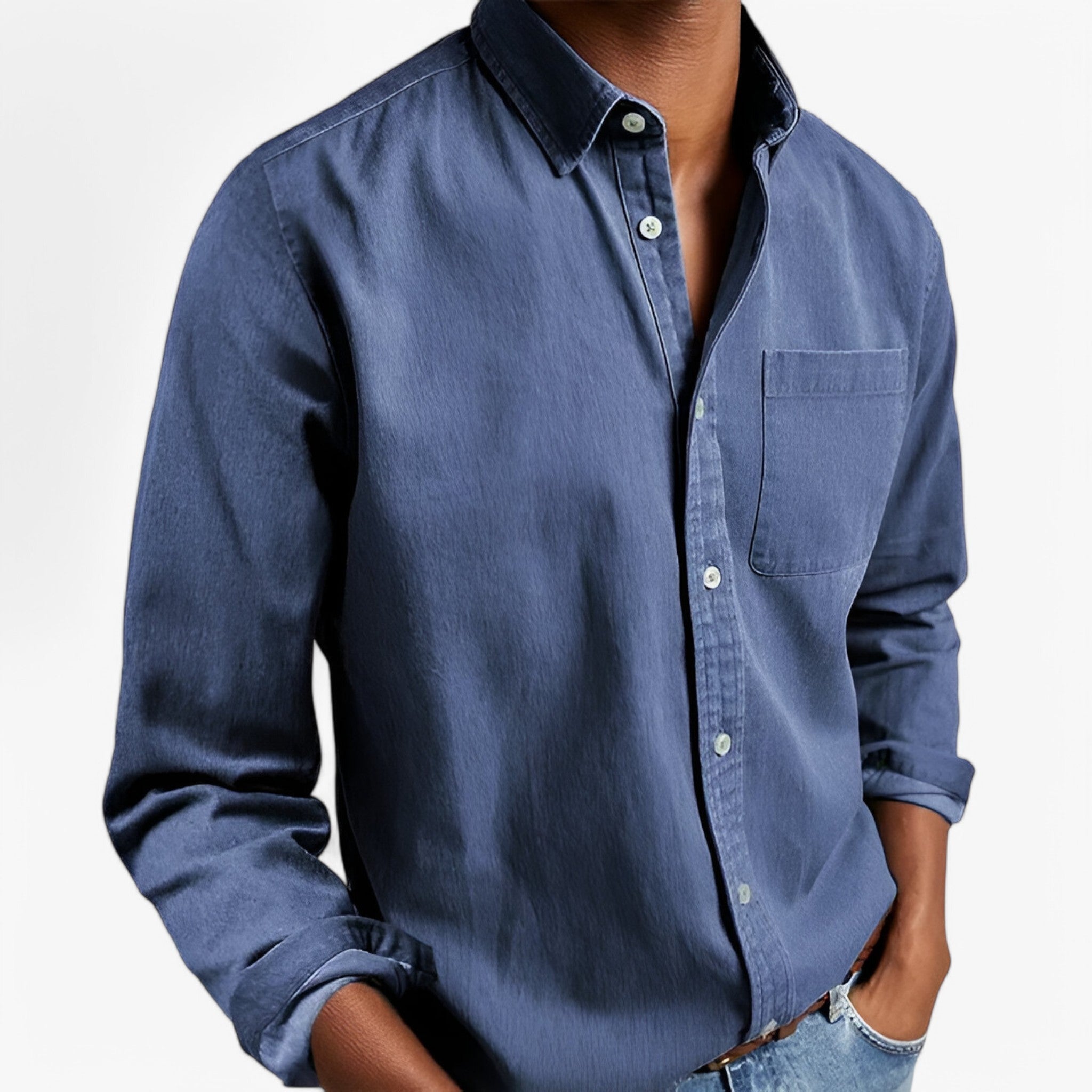 Camicia Cargo Uomo Resistente in Cotone con Tasche Multiple, Maniche Lunghe - Blu - camicia camicia cargo cargo men's top clothes resistente uomo - Concept Palermo