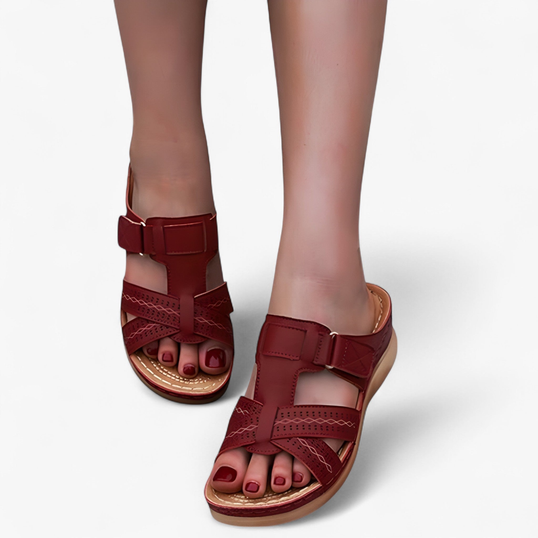 Sandalias de verano para mujer, ligeras y cómodas en piel sintética negra - varios colores disponibles