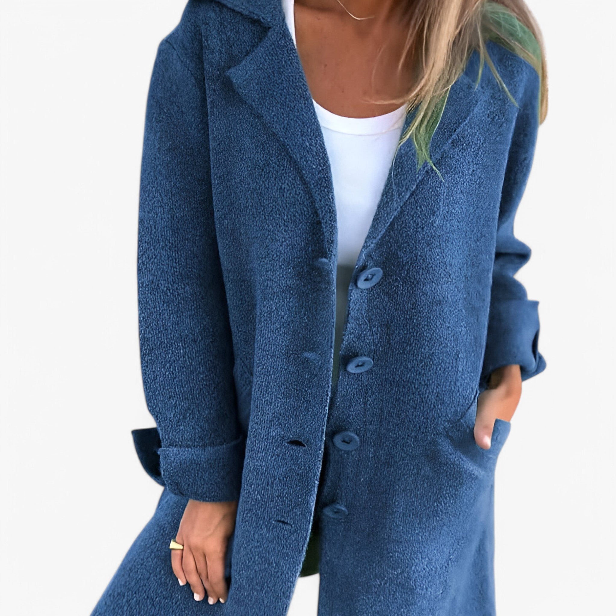 Giacca di Lana da Donna Elegante - Calda e Morbida, Vari Colori e Taglie - Blu - alla blazer calda Coat giacca giacca lana lana moda WOMEN women's coats & jackets - Concept Palermo