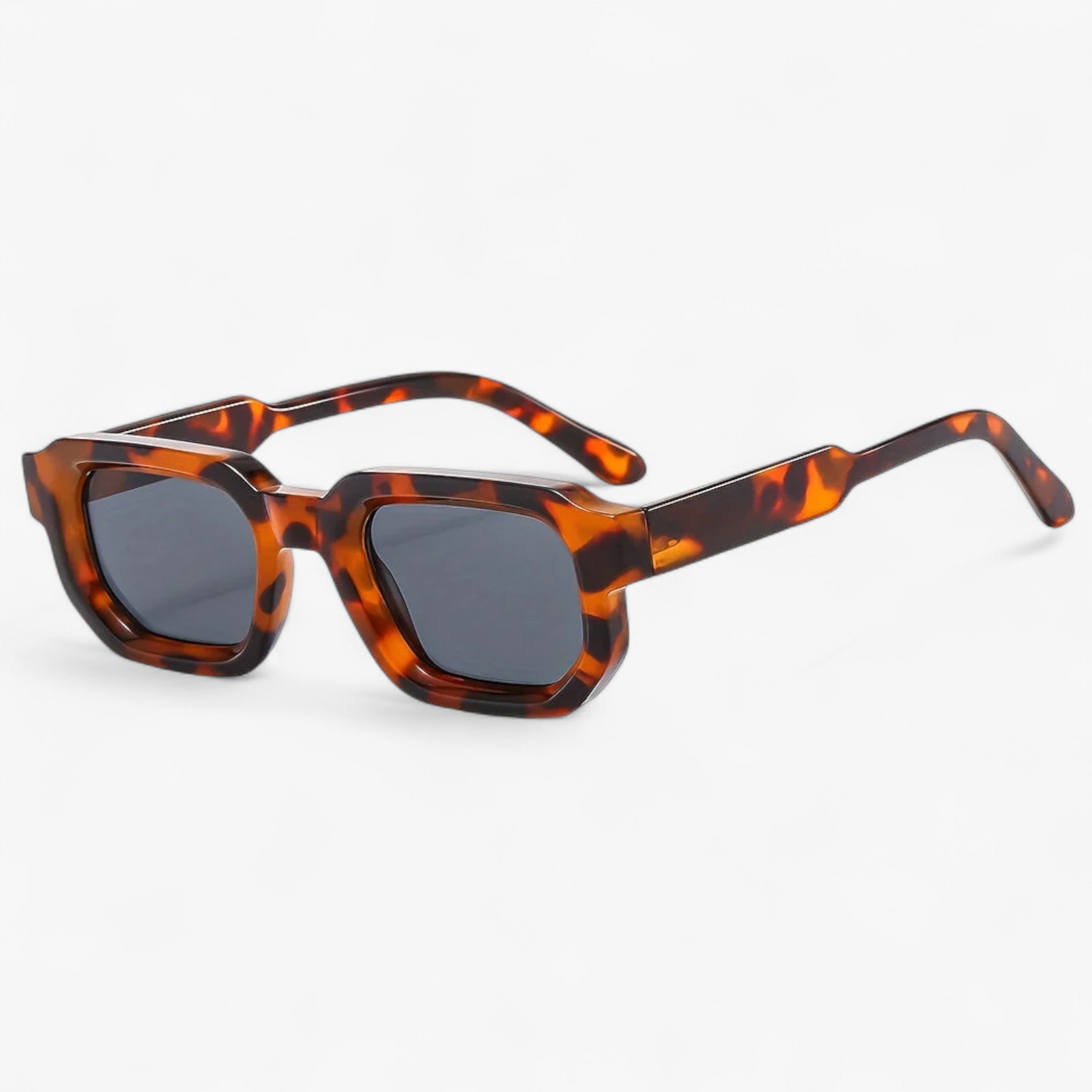 Occhiali da sole retro nuovi con montatura quadrata per uomini Uomo - Montatura grigia con lenti leopardate - Fashion Sunglasses montatura nuovi occhiali occhiali sole quadrata retro sole sunglasses - Concept Palermo