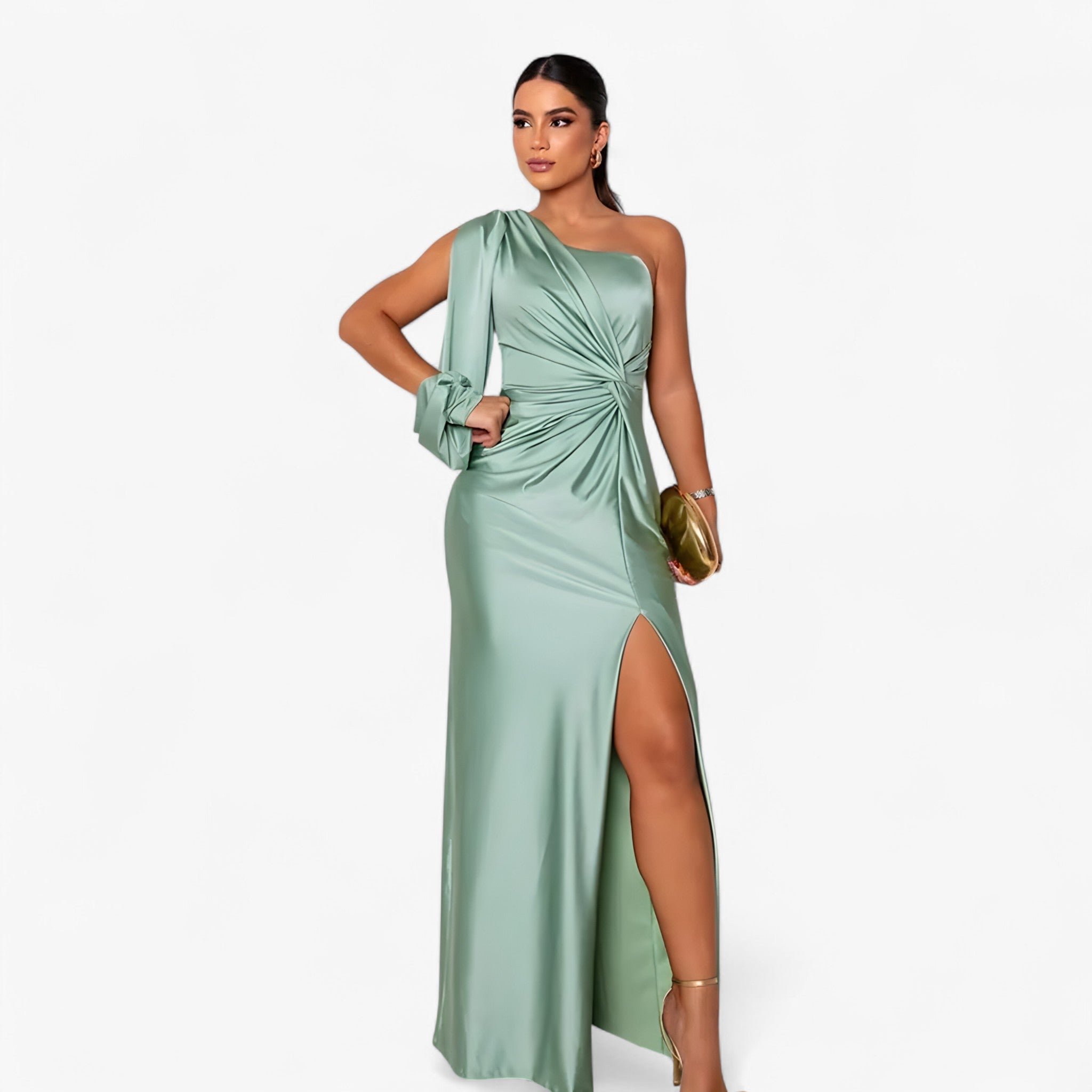 Vestito Midi da Donna in Raso Elegante, Abito da Cerimonia o Serale