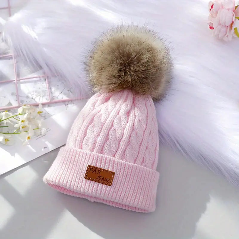 Berretto a pompon lavorato a maglia Donna - Rosa - beanies berretto berretto pompon donna lavorato maglia pompon - Concept Palermo