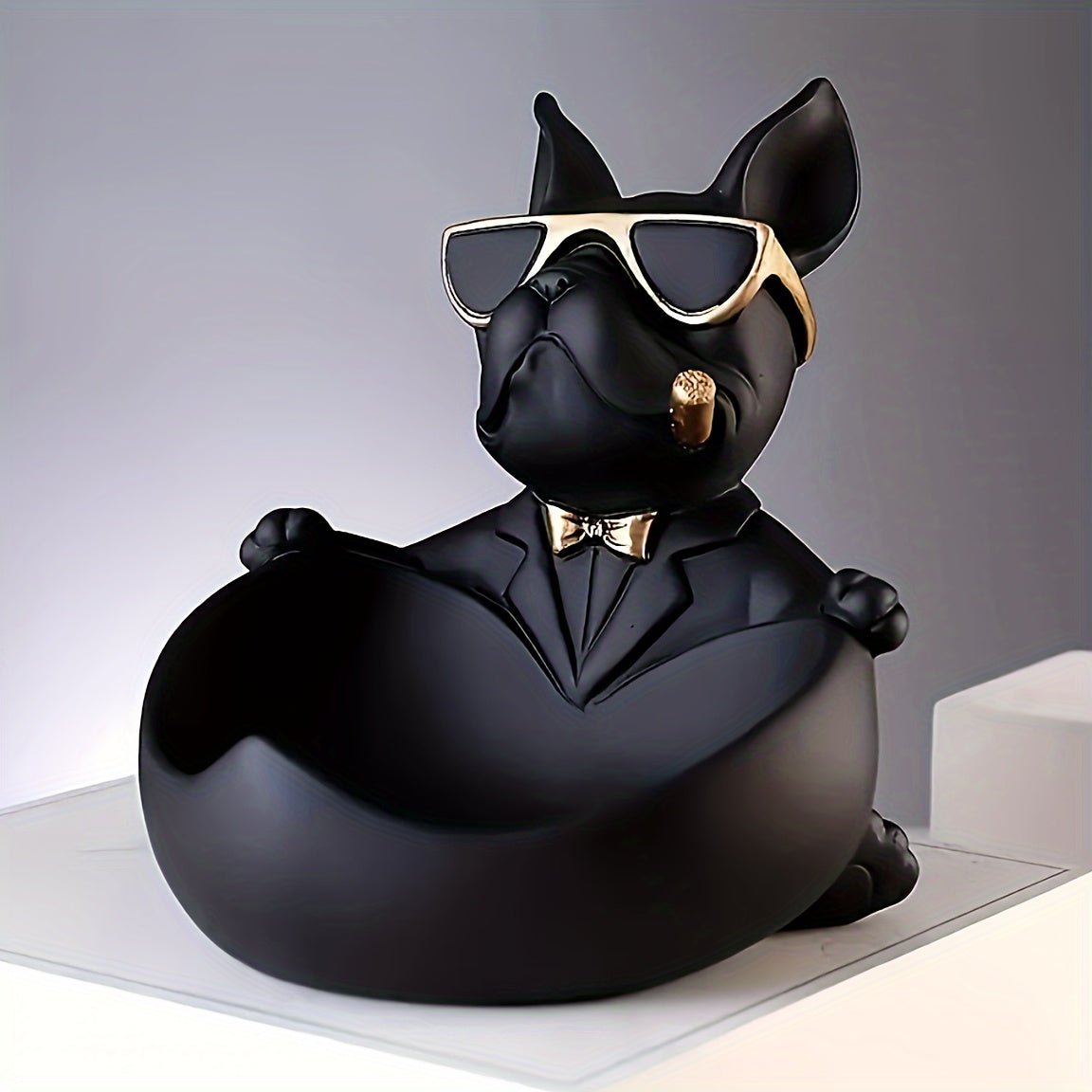 Vassoio Decorativo Bulldog Nero in Resina, Moderno Porta Oggetti e Gioielli - - aitest bulldog casa Decoratie decorazione home & garden portaoggetti vassoio vassoio portaoggetti - Concept Palermo