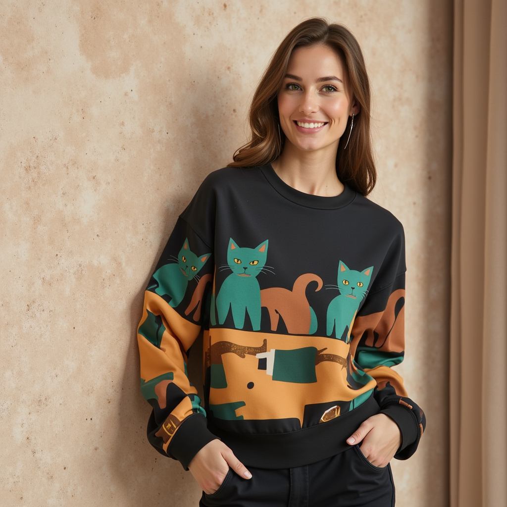 Maglione Kattens Måneskin Lino Donna - - donna huisdieren katten kattens lino maglione maglione kattens måneskin women's sweater - Concept Palermo