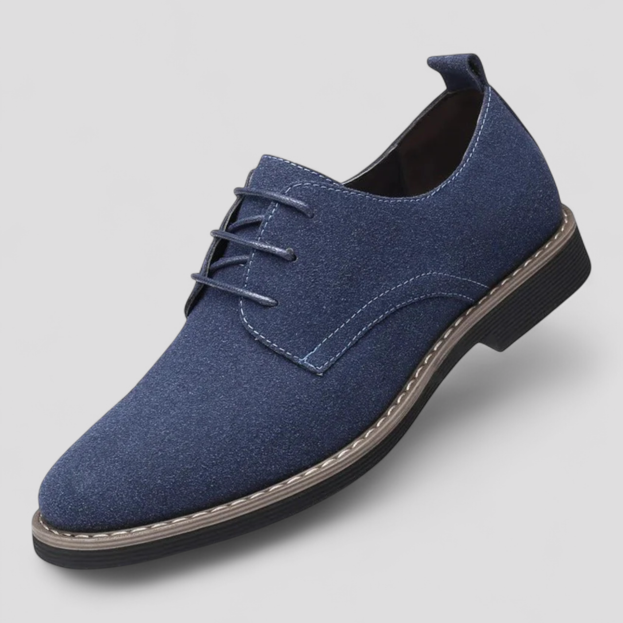 Scarpe Stringate Uomo in Vera Pelle Scamosciata Eleganti Casual - Blu - Men's Shoes pelle scamosciata scarpe scarpe stringate shoes stringate uomo - Concept Palermo