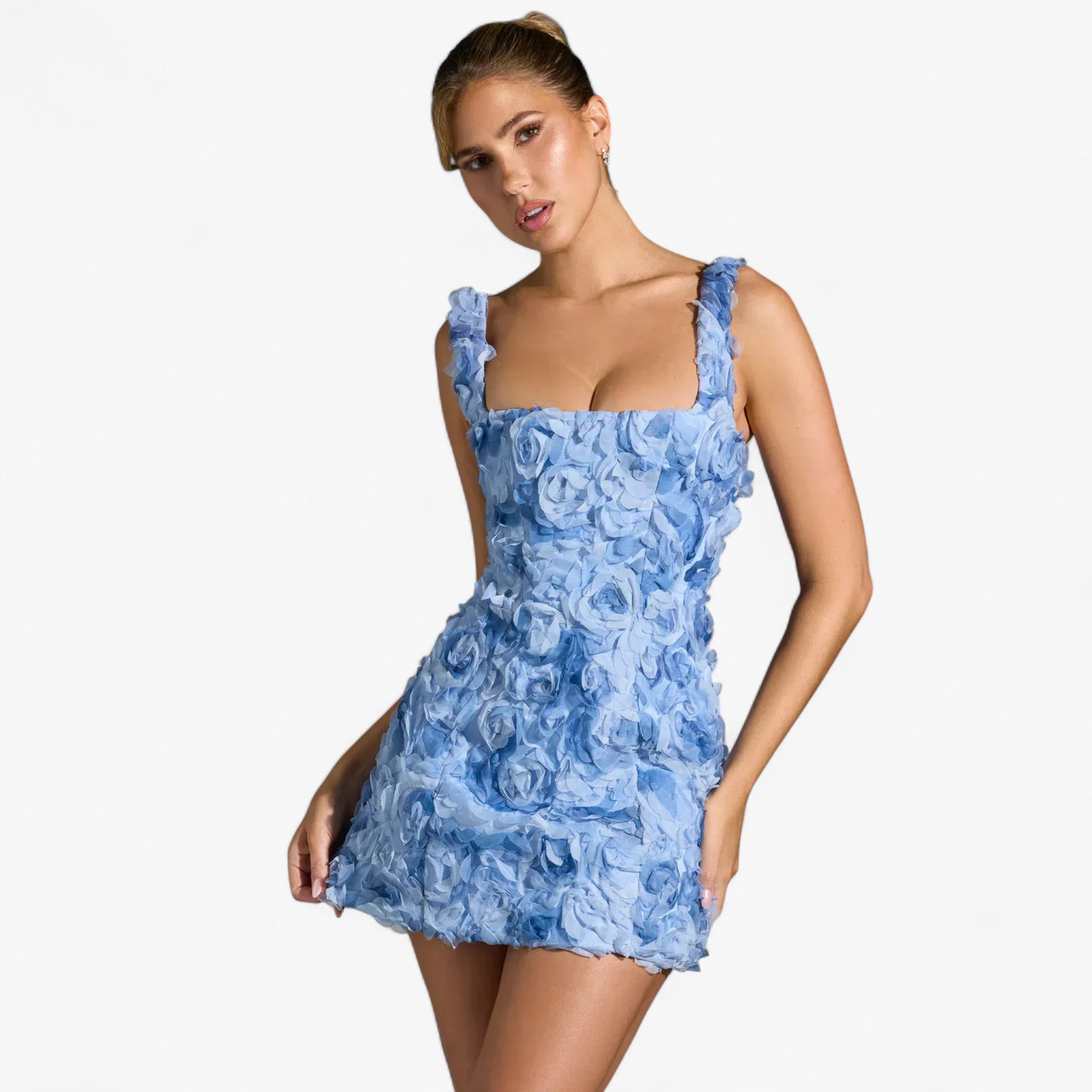 Vestito corto attillato con applicazione rosa 3D scolpita Donna - - applicazione attillato donna DRESS Dresses female dress scolpita vestito vestito attillato - Concept Palermo
