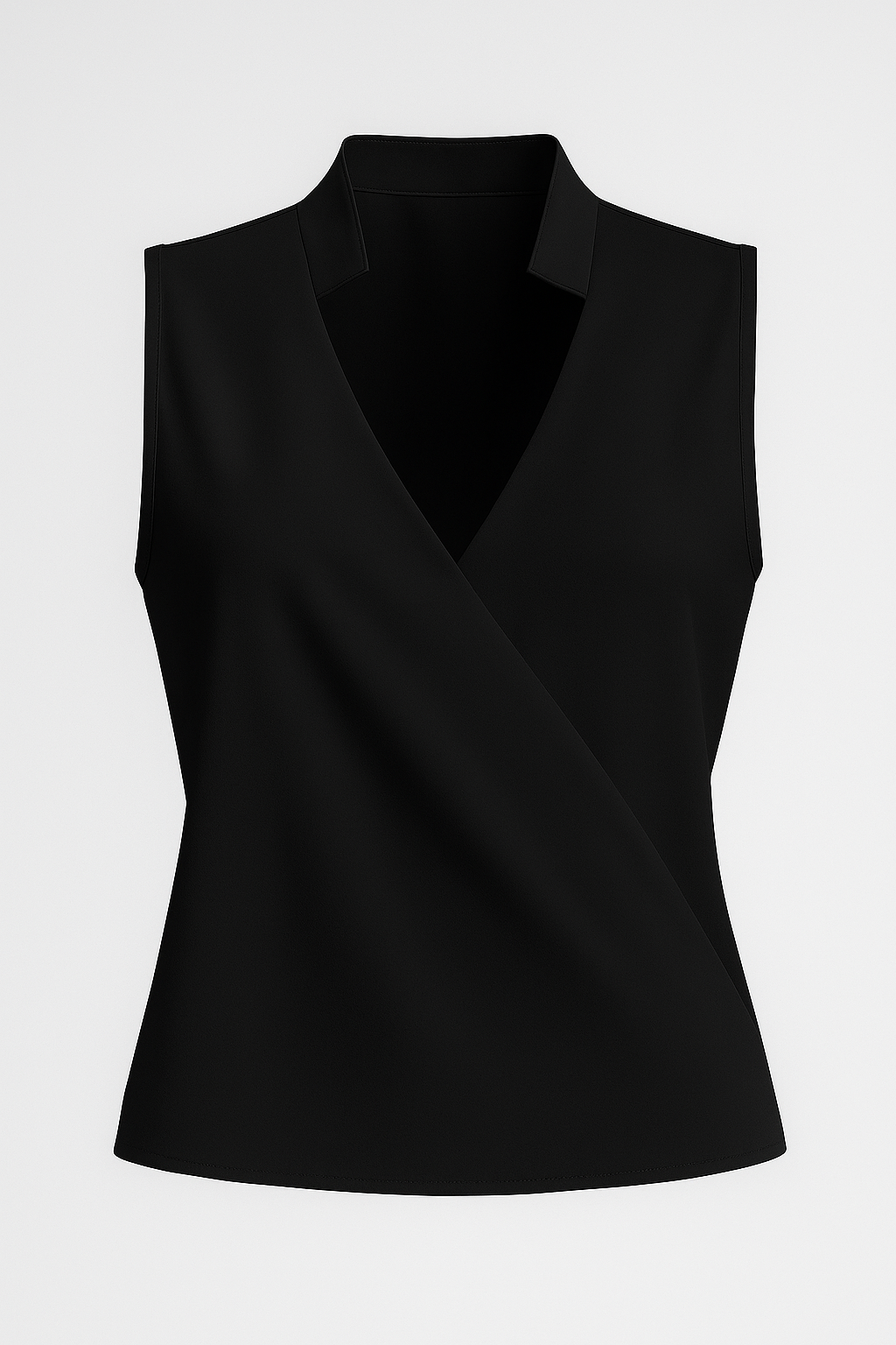 Blusa Donna Elegante Estiva Scollo V con Colletto, Senza Maniche, Casual Chic - Nero - blusa blusa maniche colletto donna fashion Frauen Oberteil maniche scollo women's top clothes - Concept Palermo