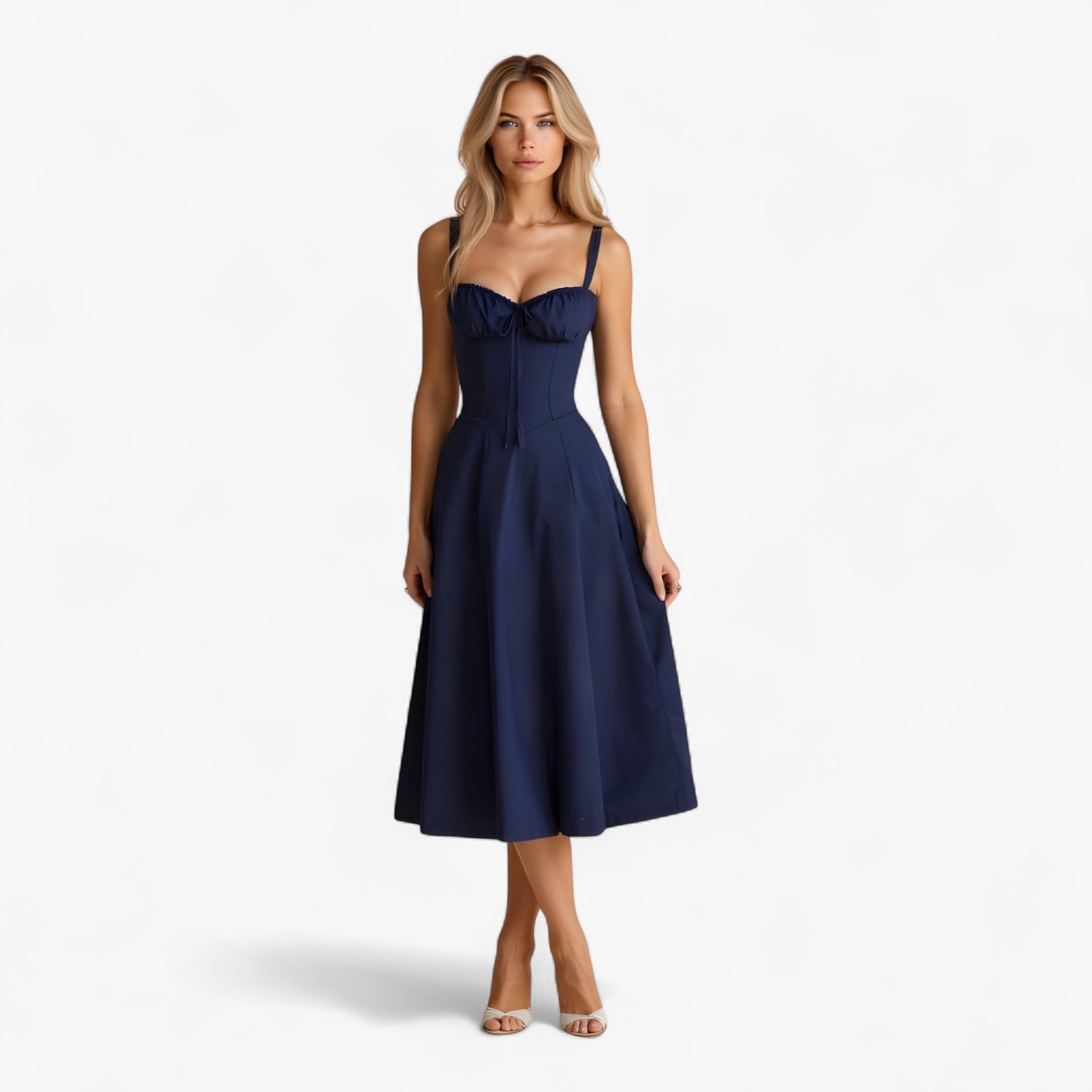 Vestito Donna Viscosa Blu Notte Elegante e Comodo - Blu marine - breathable dresses casual dresses donna dresses female dress notte vestito vestito donna viscosa - Concept Palermo