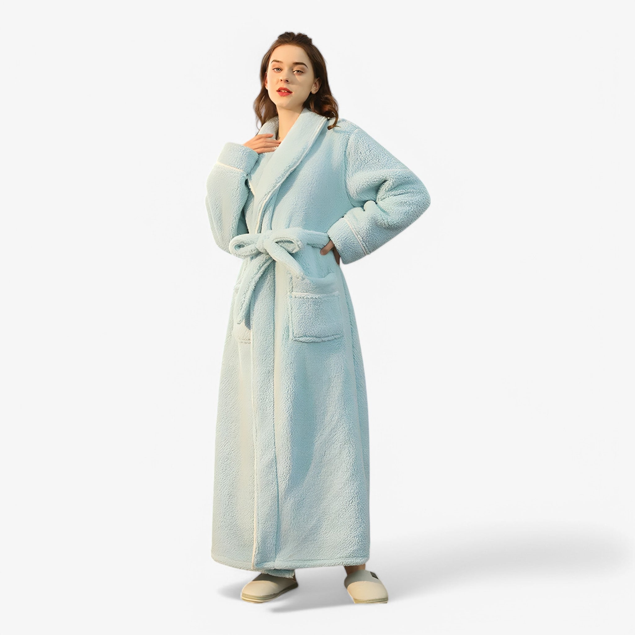 Accappatoio Uomo/Donna in Spugna di Cotone Morbido con Cappuccio, Taglie S-XL - Donna mare ciano - accappatoio Home Decor robes - Concept Palermo