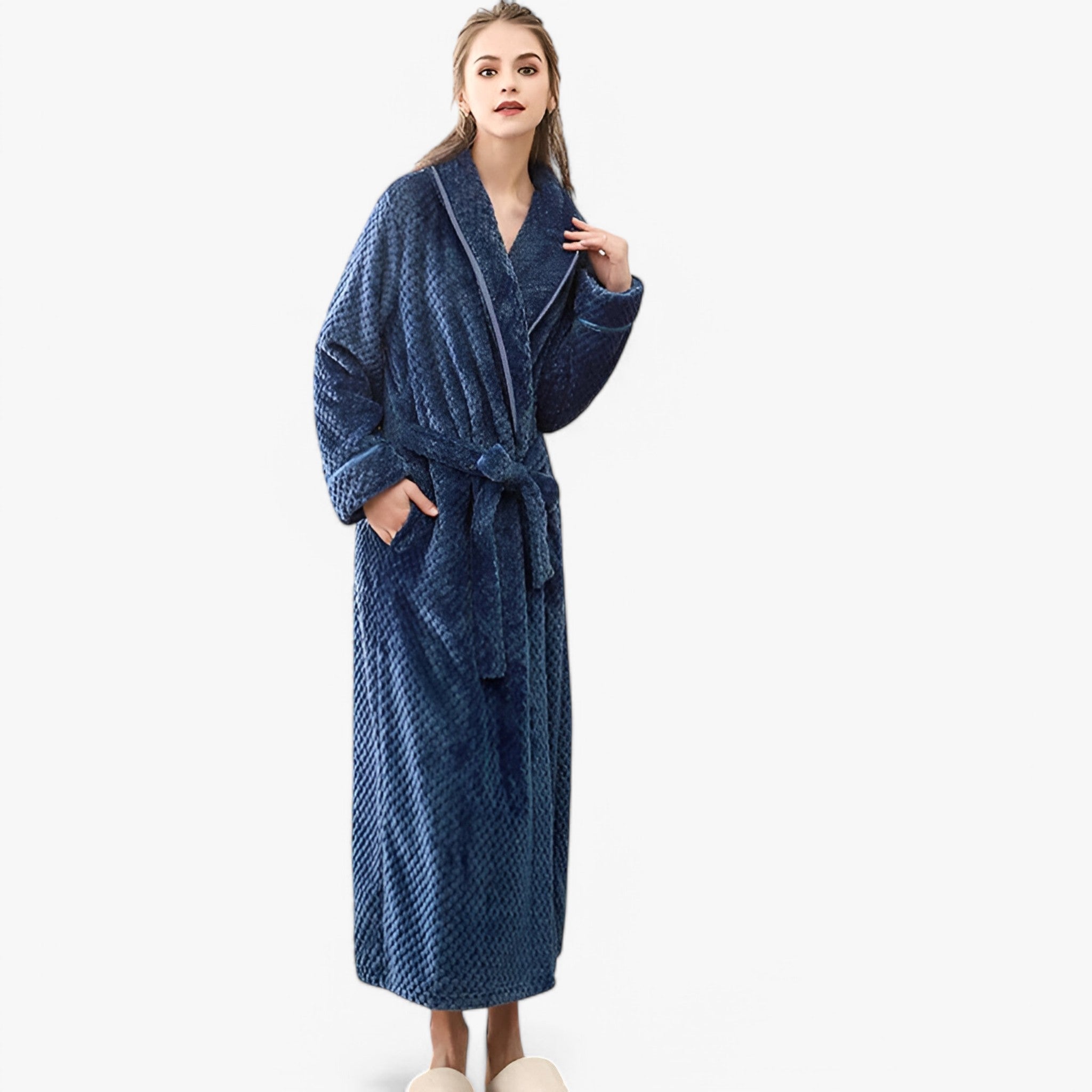 Morbido Accappatoio in Pile Donna - - accappatoio accappatoio pile Autumn Bathrobes donna Fleece Fluffy Long Sleeve Nightgown Pajama pile Pocket Robe Sleepwear sofia | morbido accappatoio in pile - € Solid Color Spring Winter Women - Concept Palermo