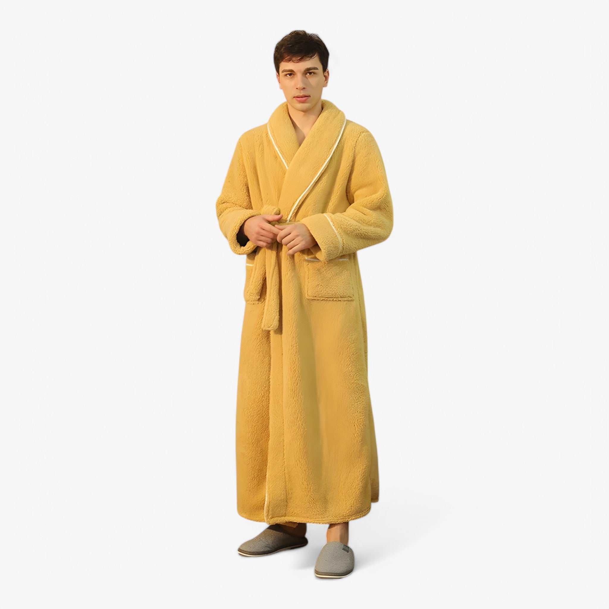 Accappatoio Uomo/Donna in Spugna di Cotone Morbido con Cappuccio, Taglie S-XL - Ciliegio maschio giallo - accappatoio Home Decor robes - Concept Palermo