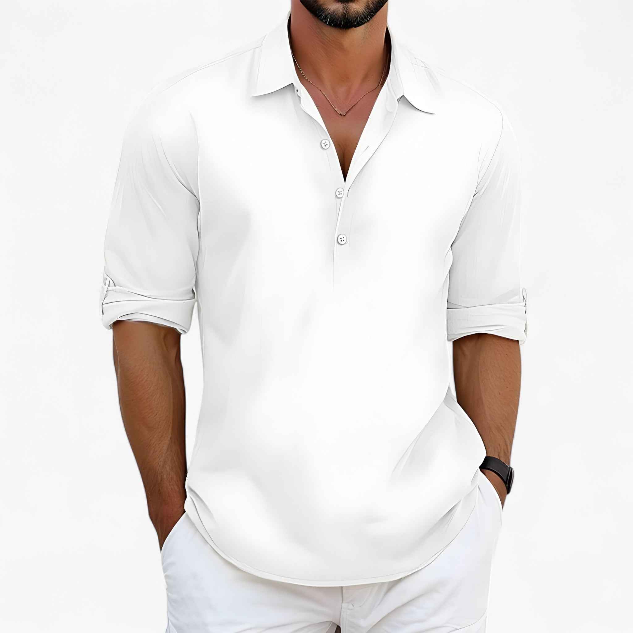Camicia estiva Pelle Uomo - Bianco - camicia camicia estiva estiva men's summer outfit men's top clothes pelle Shirts und Polos Summer uomo - Concept Palermo