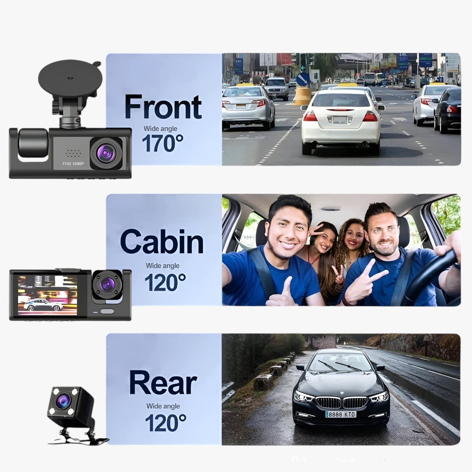 Dashcam per auto a 3 canali - Sempre immagini chiare, giorno e notte - - auto camera canali chiare dashcam dashcam auto gadget gadgets giorno immagini - Concept Palermo