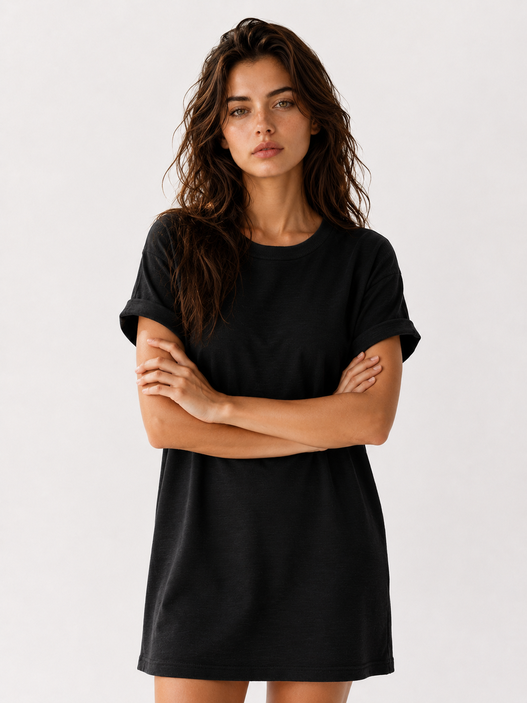 Abito Donna Casual in Poliestere con Tasche, Girocollo e Maniche Corte - - abbigliamento donna abito abito con tasche abito donna abito elegante abito versatile collo design confortevole donna dresses fashion 2025 look casual maniche corte robe chic rotondo stile raffinato tasche - Concept Palermo