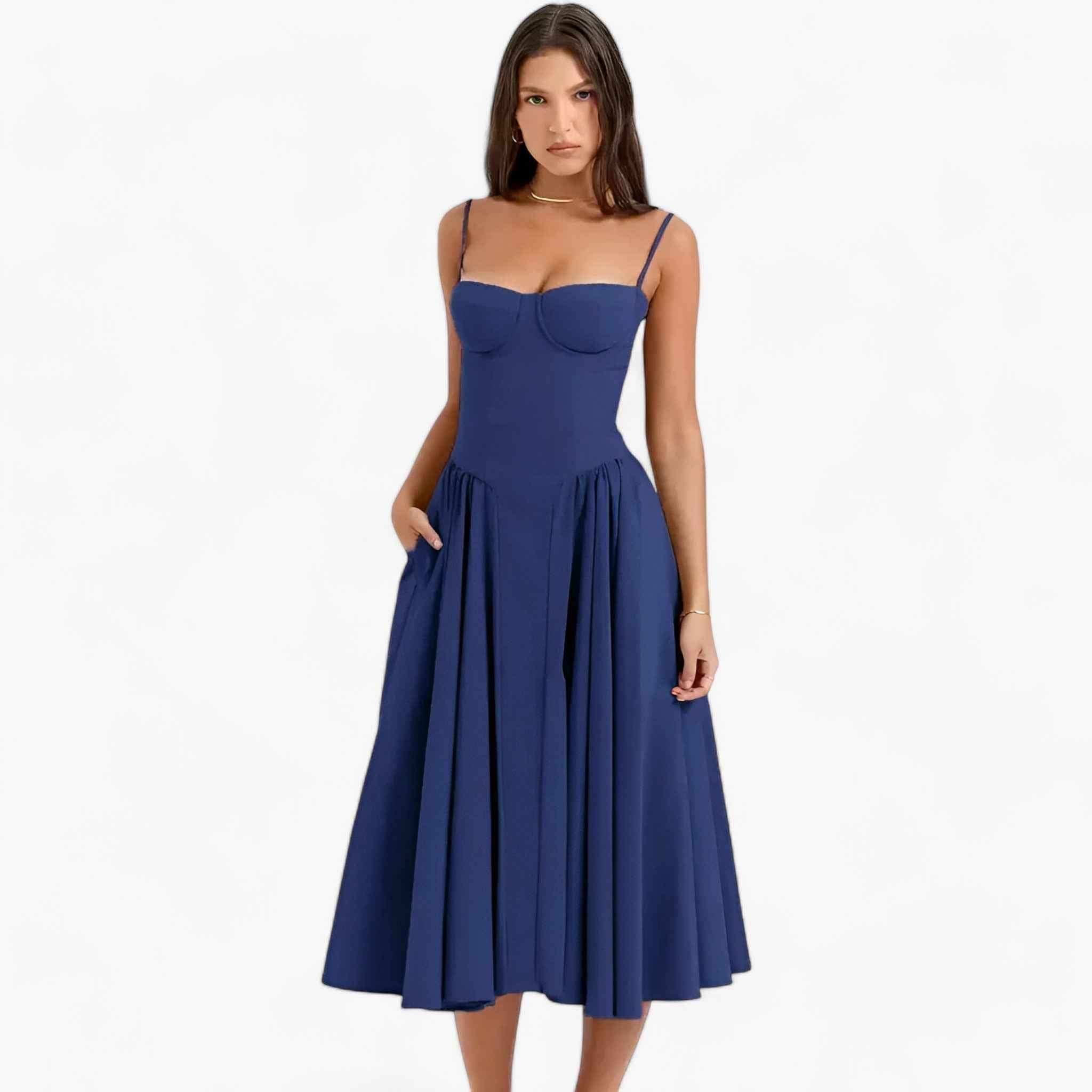 Abito Donna Midi Senza Maniche - - abiti da donna abito abito corsetto abito donna abito formale abito informale abito lunghezza midi abito midi elegante abito per occasioni abito senza maniche donna look sofisticato maniche midi vestito elegante donna vestito versatile - Concept Palermo