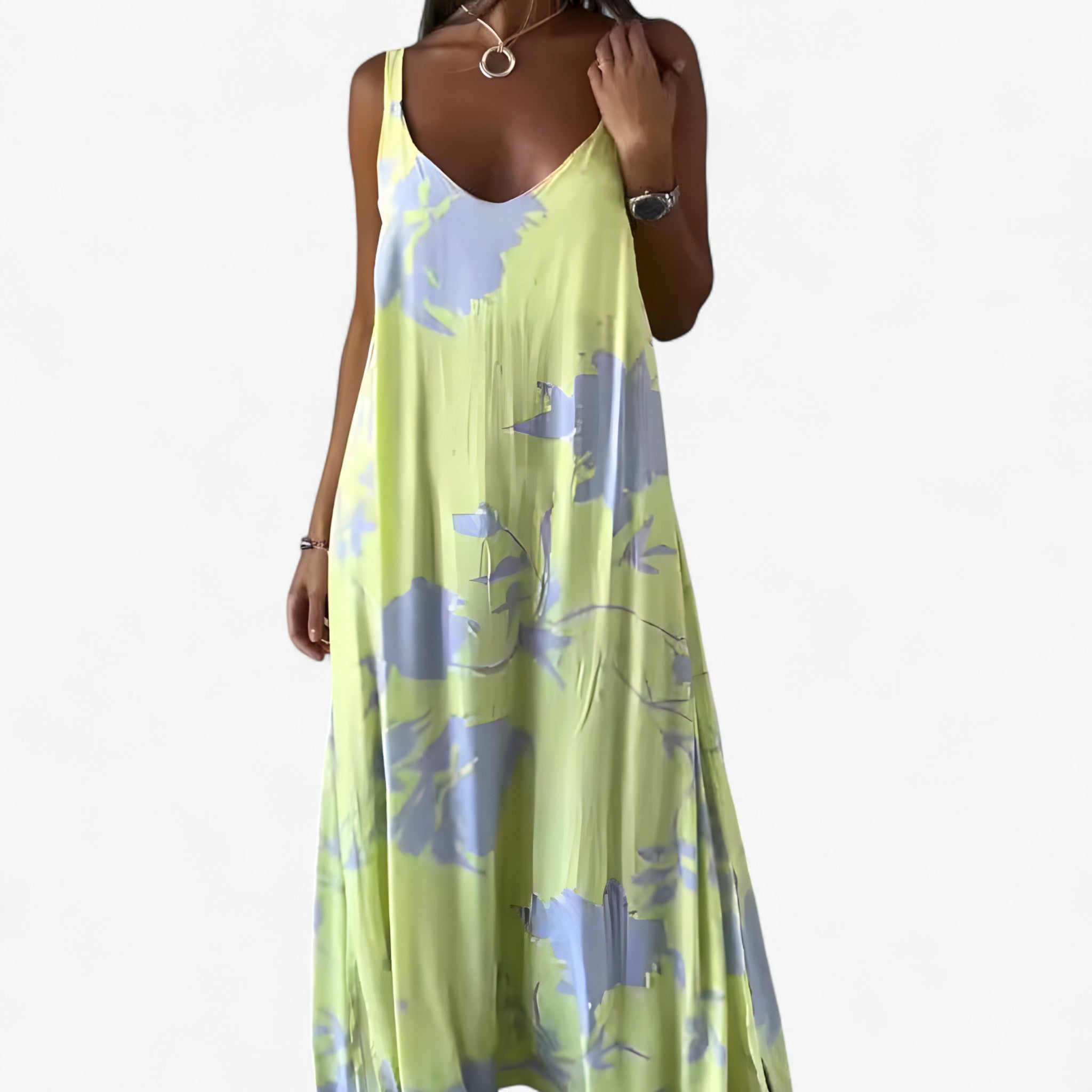 Abito Donna Floreale Senza Maniche Poliestere - Giallo - abito abito casual abito donna abito estivo abito femminile abito senza maniche donna dresses fashion primavera estate floreale maniche moda estiva poliestere stile floreale vestito floreale vestito in cotone vestito leggero - Concept Palermo