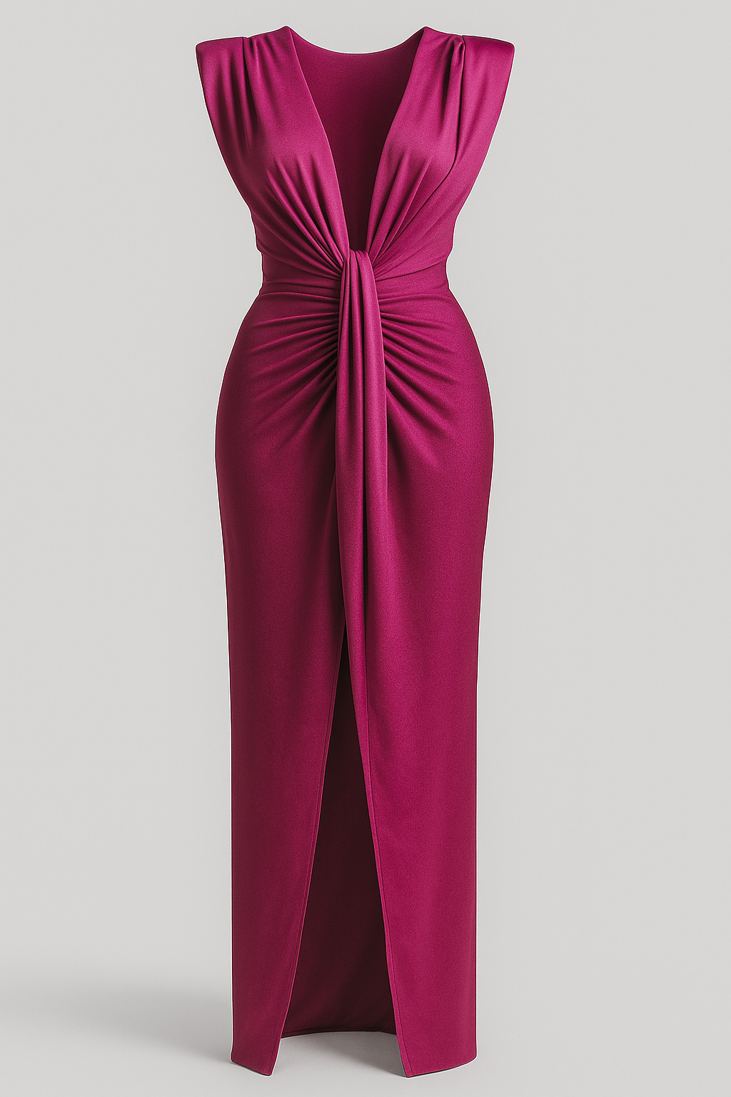 Abito da Donna Elegante Nero con Spacco Laterale in Raso - Vestito Lungo da Sera - Magenta Taglia unica - abiti da sera abito abito da donna abito donna abito elegante abito taglia unica donna look cool moda donna spacco stile sofisticato vestito con spacco vestito elastico vestito in seta vestito per serata - Concept Palermo