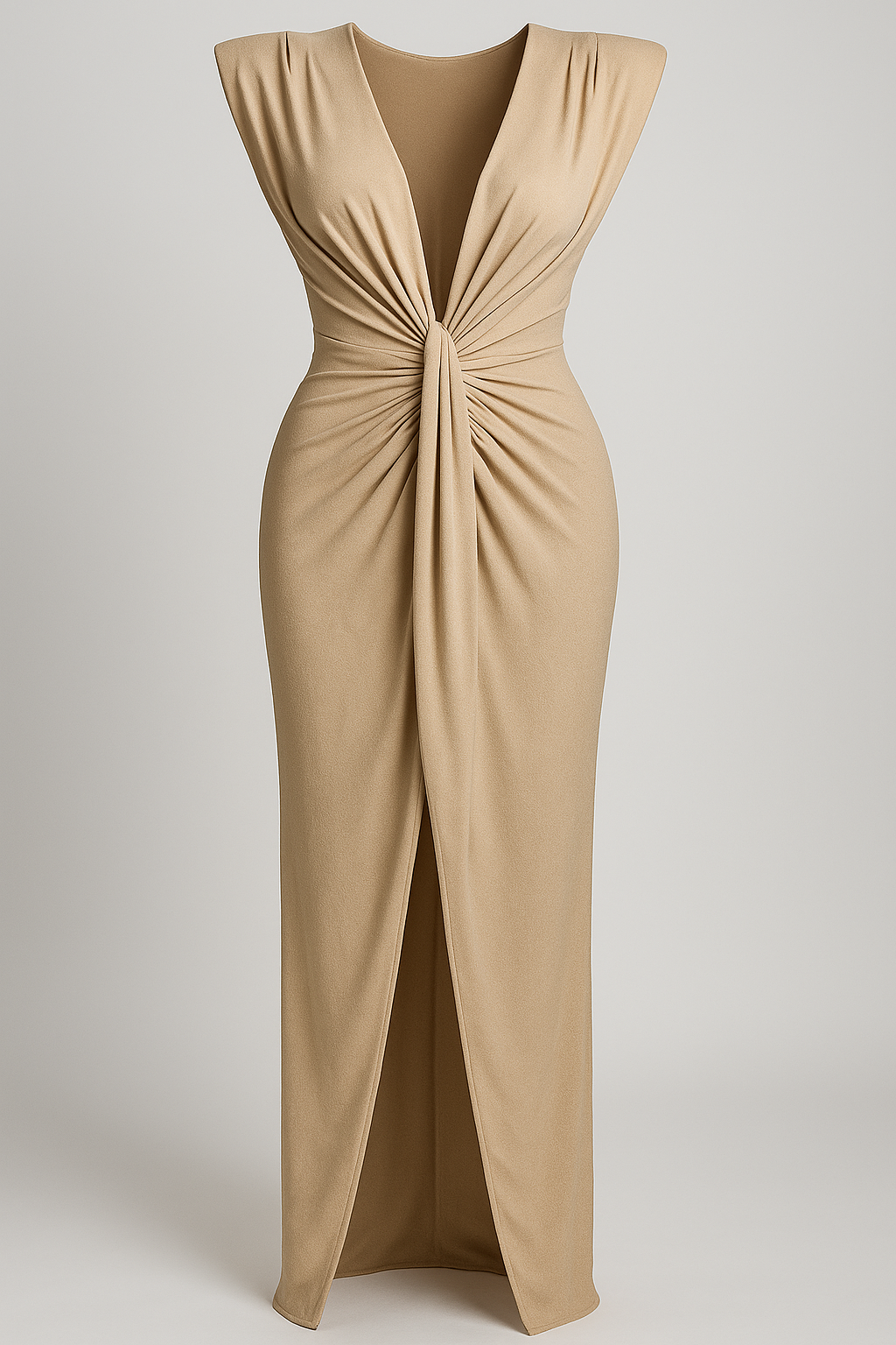 Abito da Donna Elegante Nero con Spacco Laterale in Raso - Vestito Lungo da Sera - Beige Taglia unica - abiti da sera abito abito da donna abito donna abito elegante abito taglia unica donna look cool moda donna spacco stile sofisticato vestito con spacco vestito elastico vestito in seta vestito per serata - Concept Palermo