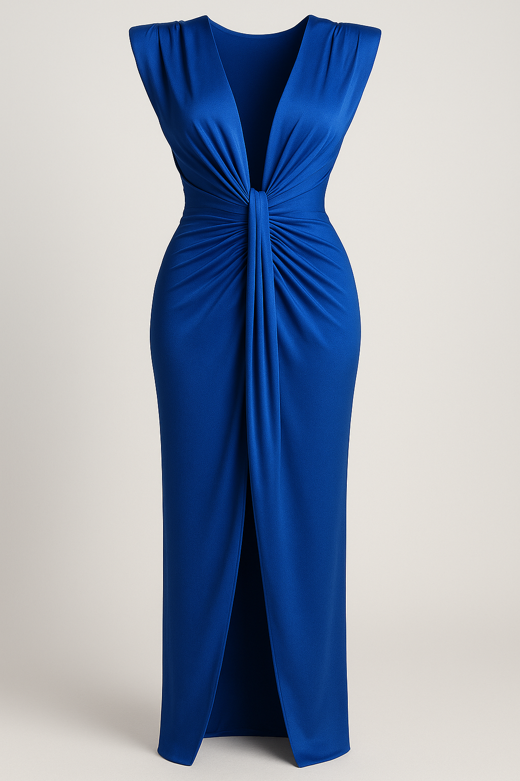 Abito da Donna Elegante Nero con Spacco Laterale in Raso - Vestito Lungo da Sera - Blu elettrico Taglia unica - abiti da sera abito abito da donna abito donna abito elegante abito taglia unica donna look cool moda donna spacco stile sofisticato vestito con spacco vestito elastico vestito in seta vestito per serata - Concept Palermo
