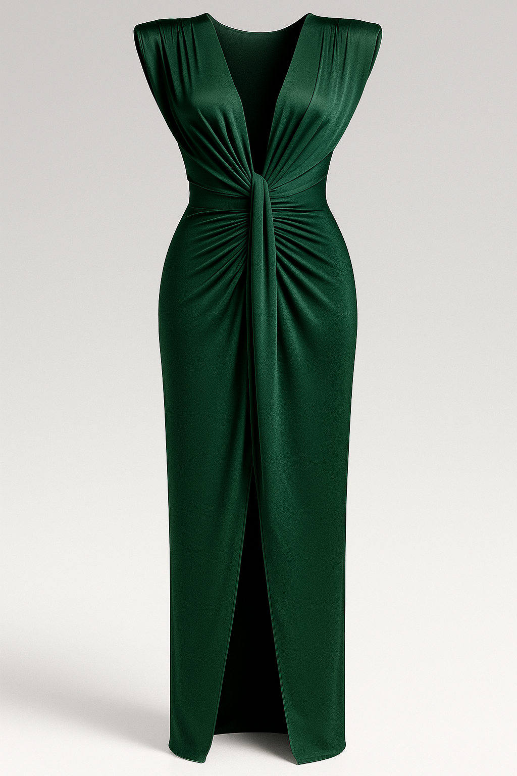 Abito da Donna Elegante Nero con Spacco Laterale in Raso - Vestito Lungo da Sera - Verde Taglia unica - abiti da sera abito abito da donna abito donna abito elegante abito taglia unica donna look cool moda donna spacco stile sofisticato vestito con spacco vestito elastico vestito in seta vestito per serata - Concept Palermo