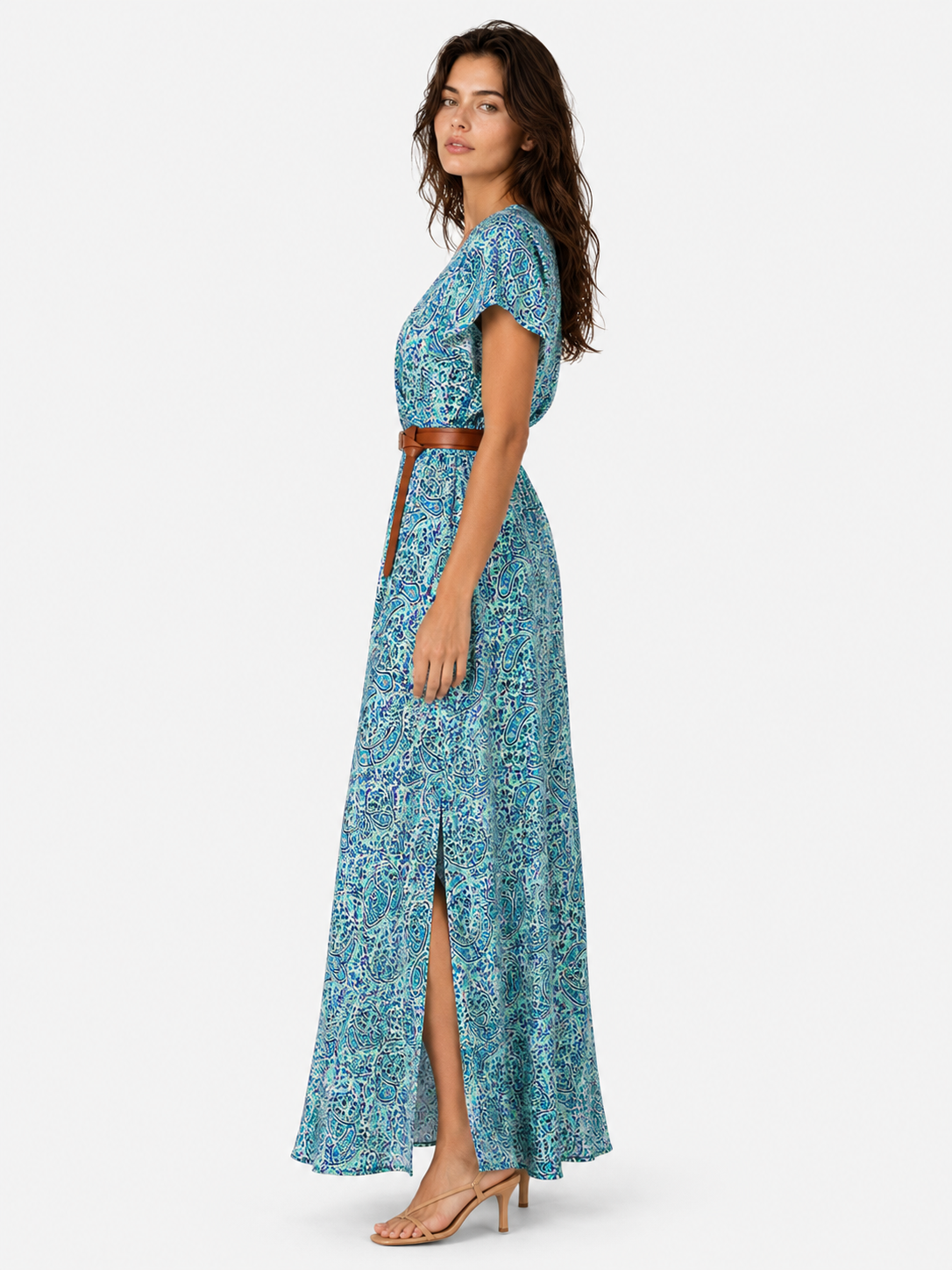 Vestito Lungo Donna Estivo Floreale Elegante con Cintura - Stile Bohémien - - abito abito con cintura elastica abito estivo abito fluido femminile abito ideale per eventi estivi abito leggero e traspirante abito lungo estivo dress comfortevole dresses estivo fashion estate 2023 femminile stile bohémien estivo vestito bohémien vestito senza maniche - Concept Palermo