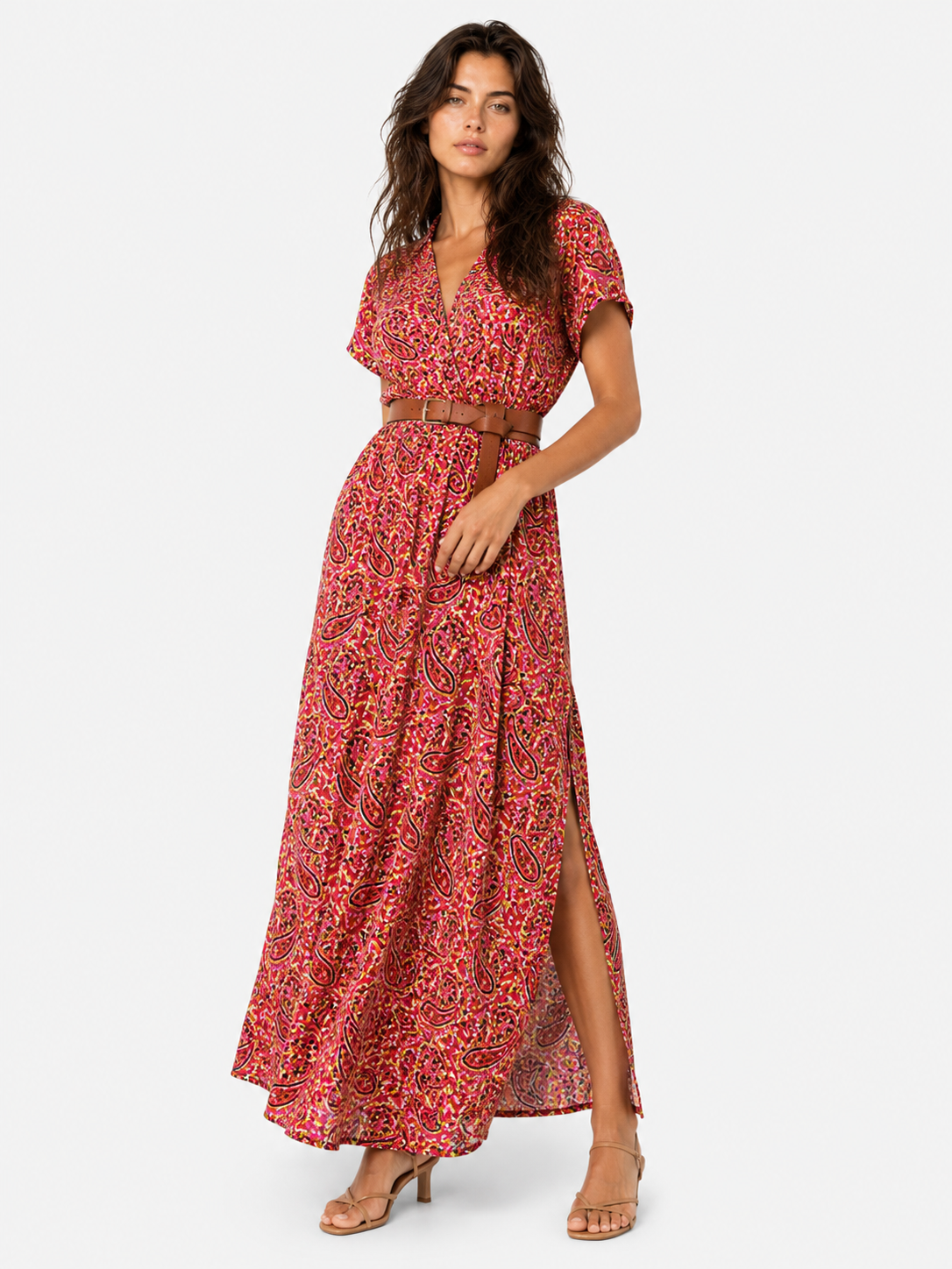 Vestito Lungo Donna Estivo Floreale Elegante con Cintura - Stile Bohémien - - abito abito con cintura elastica abito estivo abito fluido femminile abito ideale per eventi estivi abito leggero e traspirante abito lungo estivo dress comfortevole dresses estivo fashion estate 2023 femminile stile bohémien estivo vestito bohémien vestito senza maniche - Concept Palermo