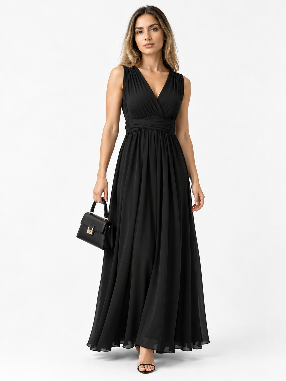 Elegant kjole til kvinder i sort silke, størrelse M - Perfekt til ceremonier og fester