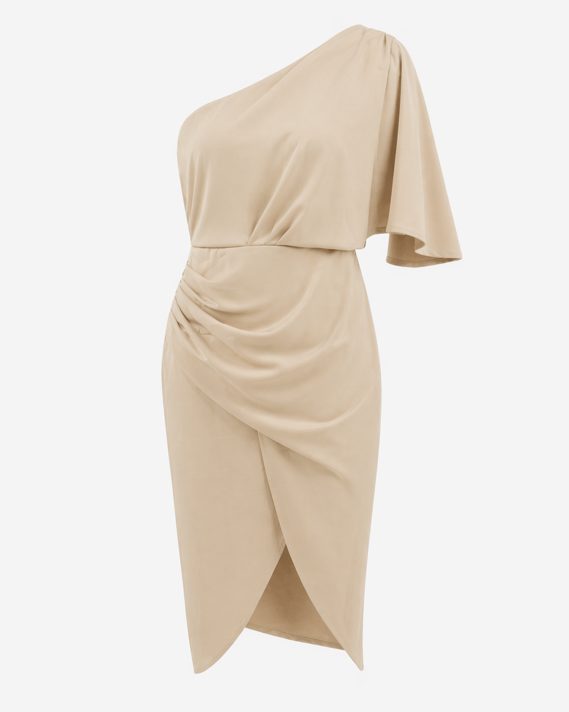Abito Elegante Donna Monospalla in Raso Nero con Spacco, Taglie S-XL - Cachi - +5 abito abito monospalla donna dresses elegant dresses elegant_dresses-ai GOOD monospalla OLD raso spacco Summer/Dresses trendy dress women's dress - Concept Palermo