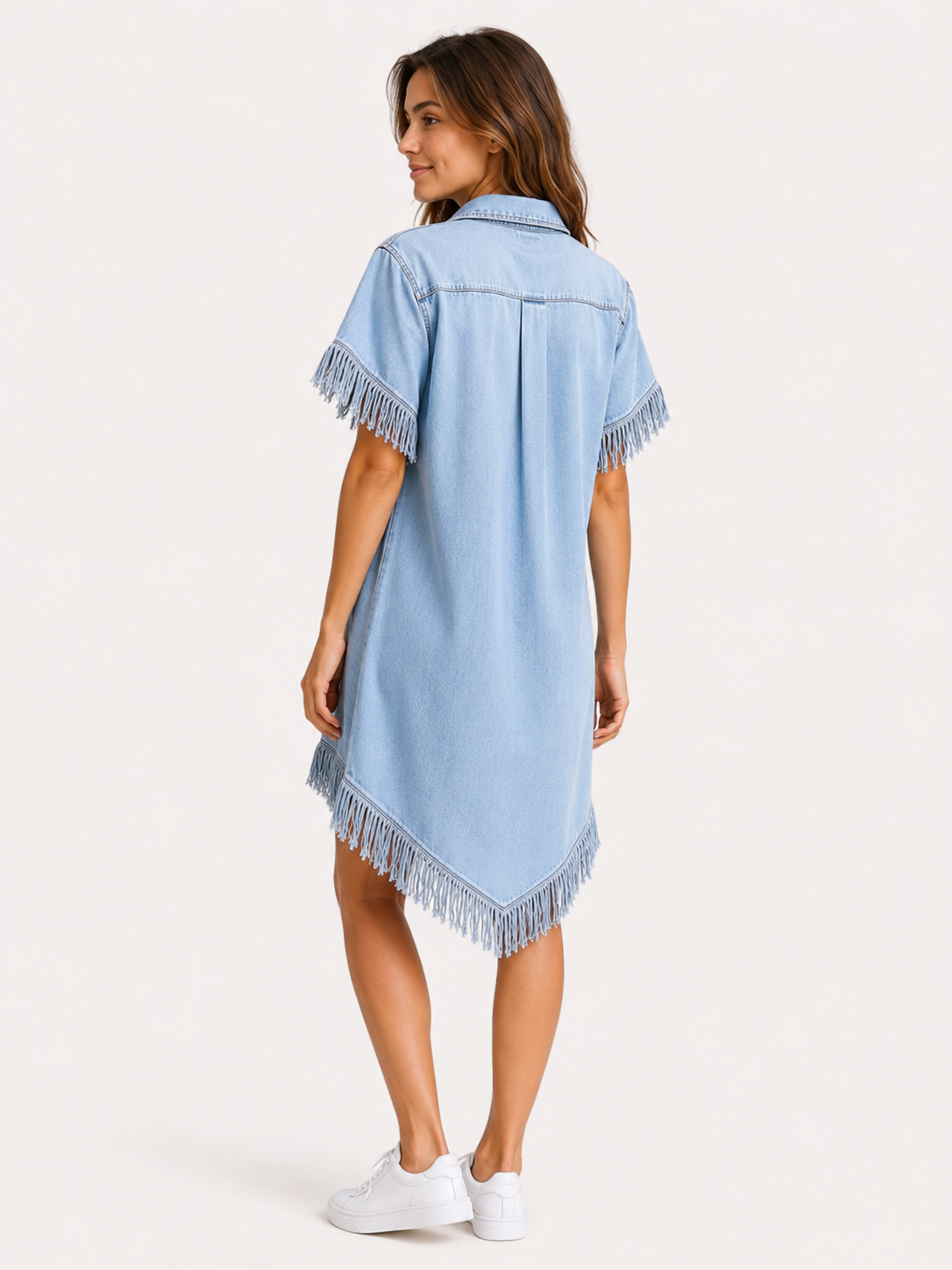 Dakota | Abito Chemisier con Frange in Stile Western - - abito abito chemisier chemisier dakota denim donna dresses fashion Fashion & Casual frange womens fashion - Concept Palermo