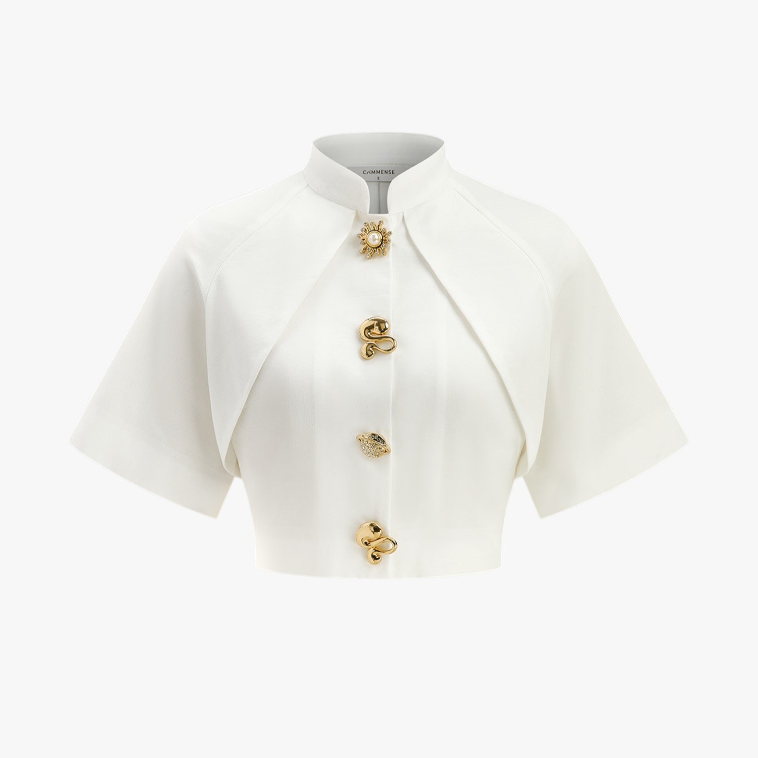 Camicetta corta decorativa in metallo Donna - - Blouse blouse for women camicetta camicetta corta corta daily casual decorativa donna metallo regular fit short sleeve summer tops white women women's blouse women's top clothes woven fabric - Concept Palermo