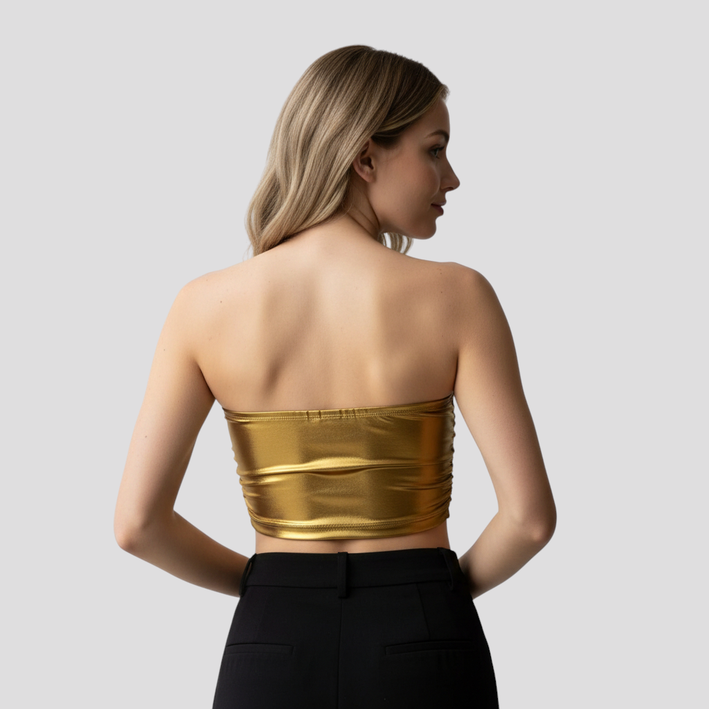 Top corto bustier dorato vintage senza spalline Donna - - bustier bustier vintage crop top donna spalline strapless crop top vintage women tops women's top clothes - Concept Palermo