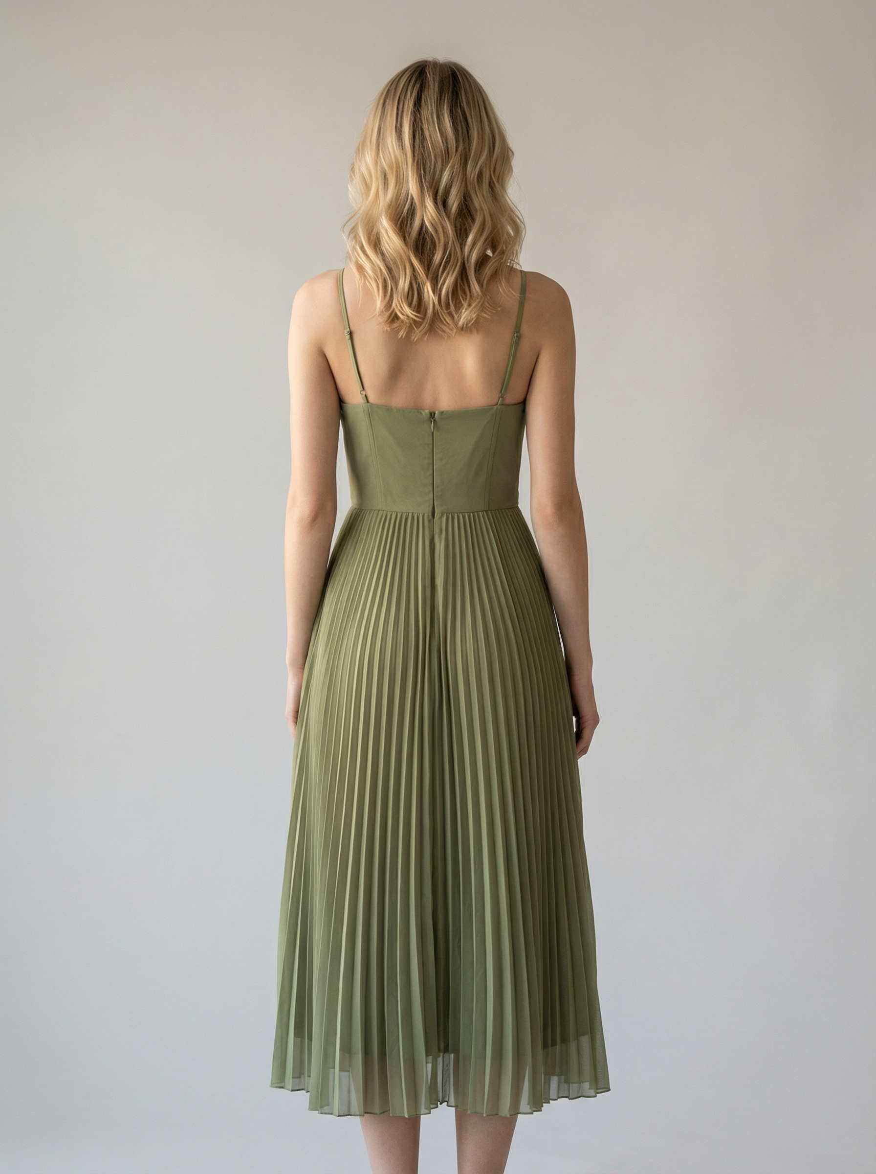 Abito Donna plissettato elegante con spalline sottili - Vestito midi estivo - - abito abito plissettato donna DRESS Dresses female dress jurken Maxi Dresses plissettato sottili spalline - Concept Palermo