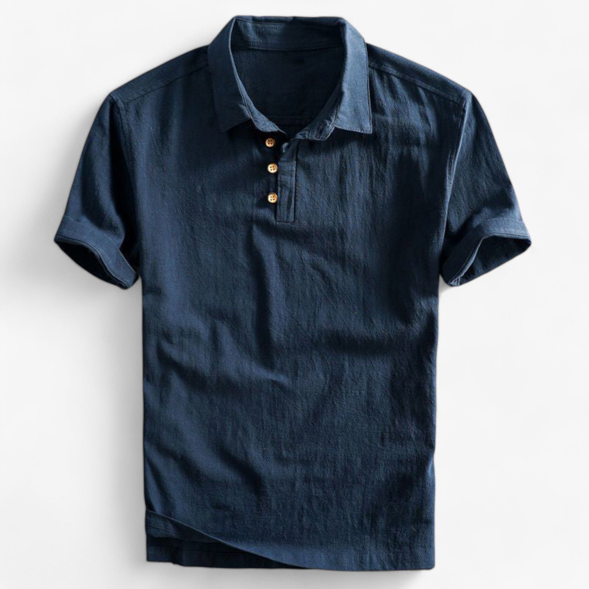 Polo da Uomo in Lino Traspirante - Vestibilità Regolare per Estate - Blu - lino men's top clothes polo polo lino uomini uomo - Concept Palermo