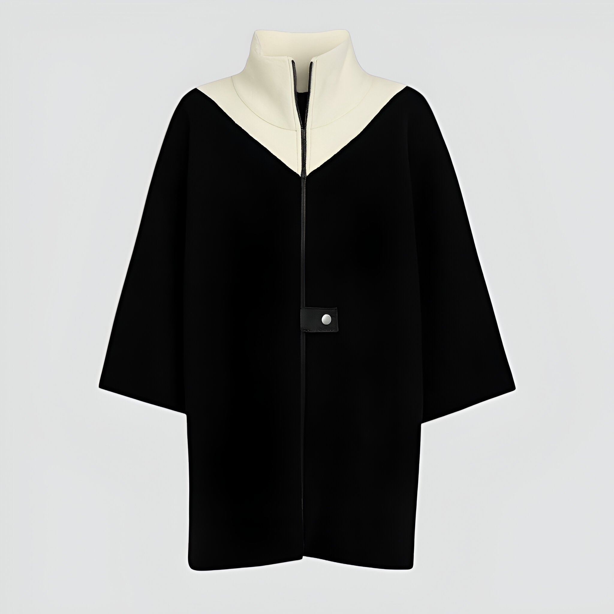 Cappotto donna in lana con zip - Nero - cappotto cappotto donna donna lana Mode féminine Veste avec zip Veste bicolore Veste casual chic Veste col montant women's top clothes Élégante et confortable - Concept Palermo