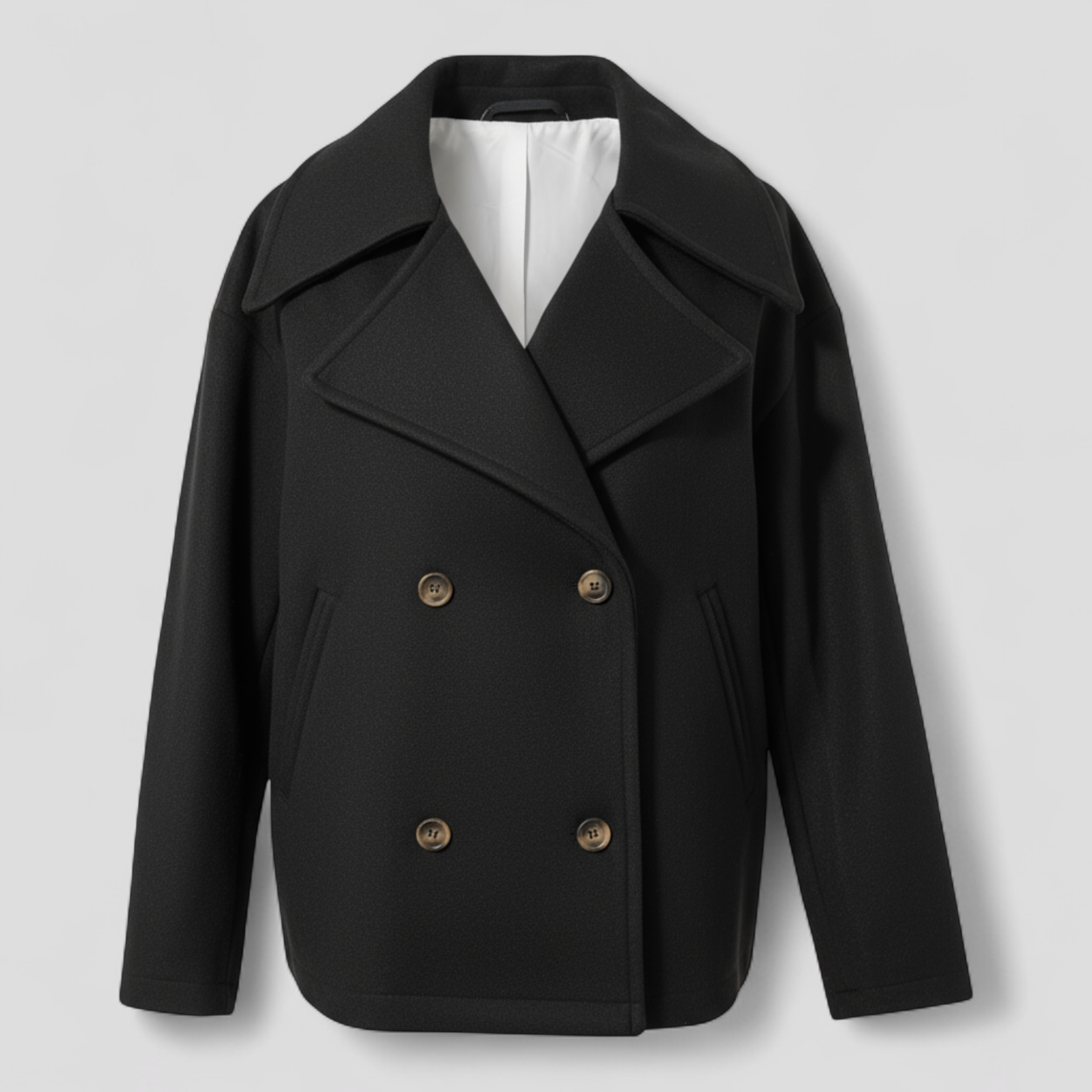 Giacca Corta di Lana Donna Elegante Calda Invernale - Vari Colori e Taglie - Nero - calore corta donna giacca giacca lana lana shop now trendy fashion women's coats & jackets - Concept Palermo